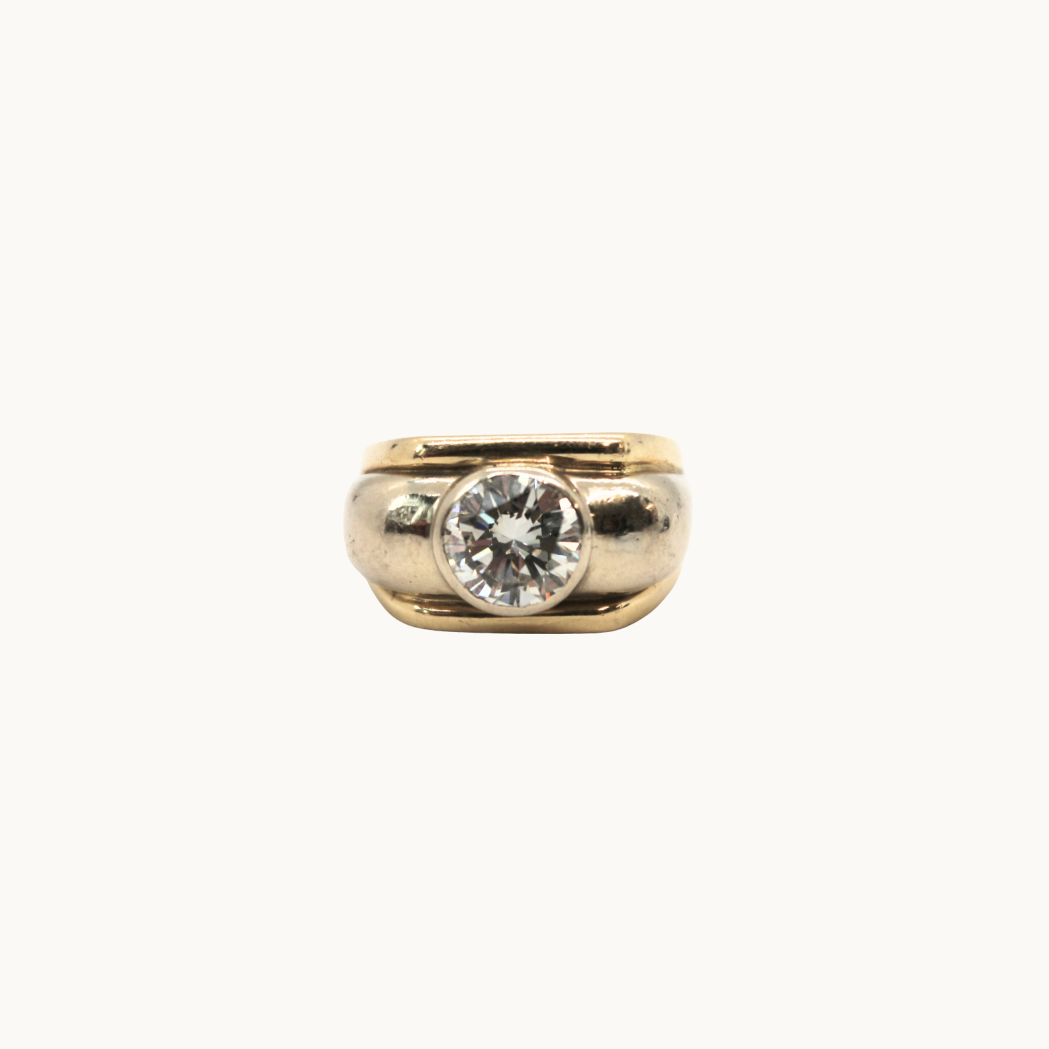 Bague chevalière homme 14K et diamant 2.30 carats