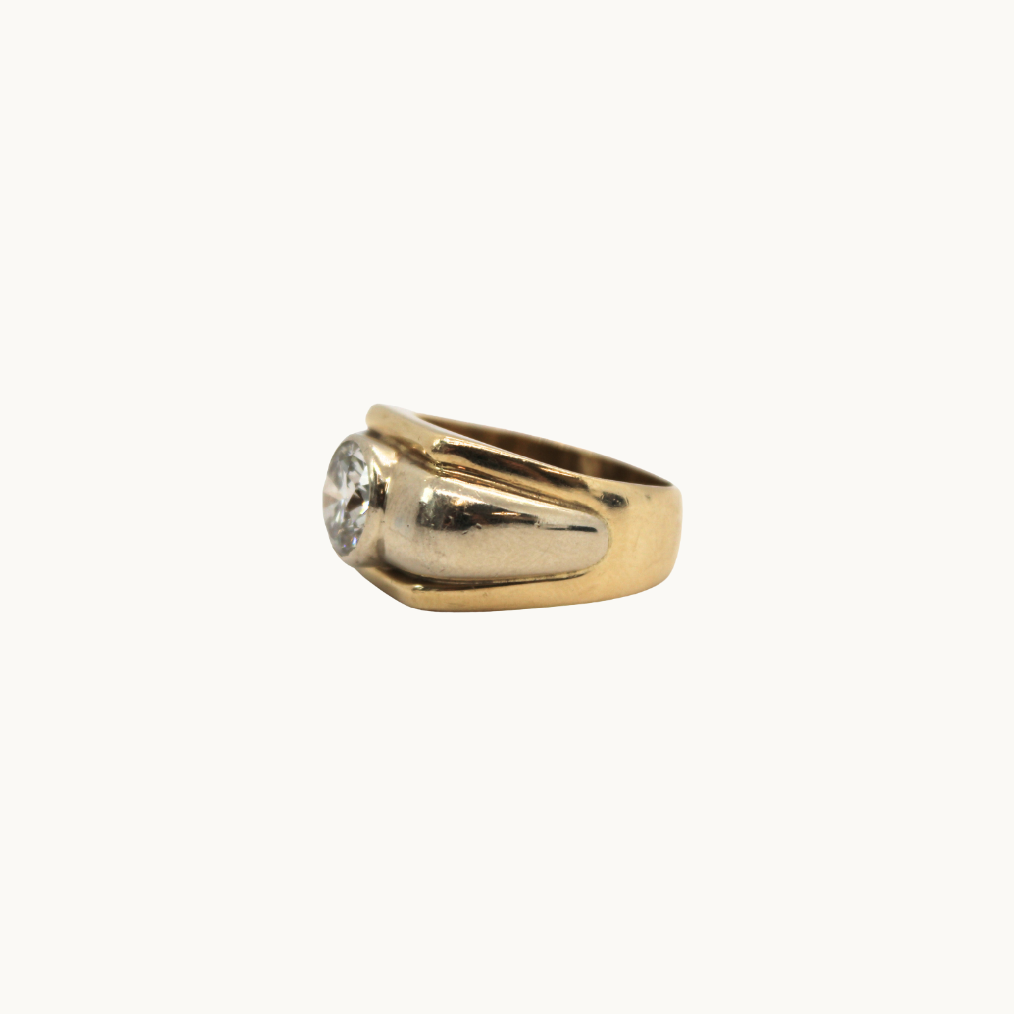 Bague chevalière homme 14K et diamant 2.30 carats