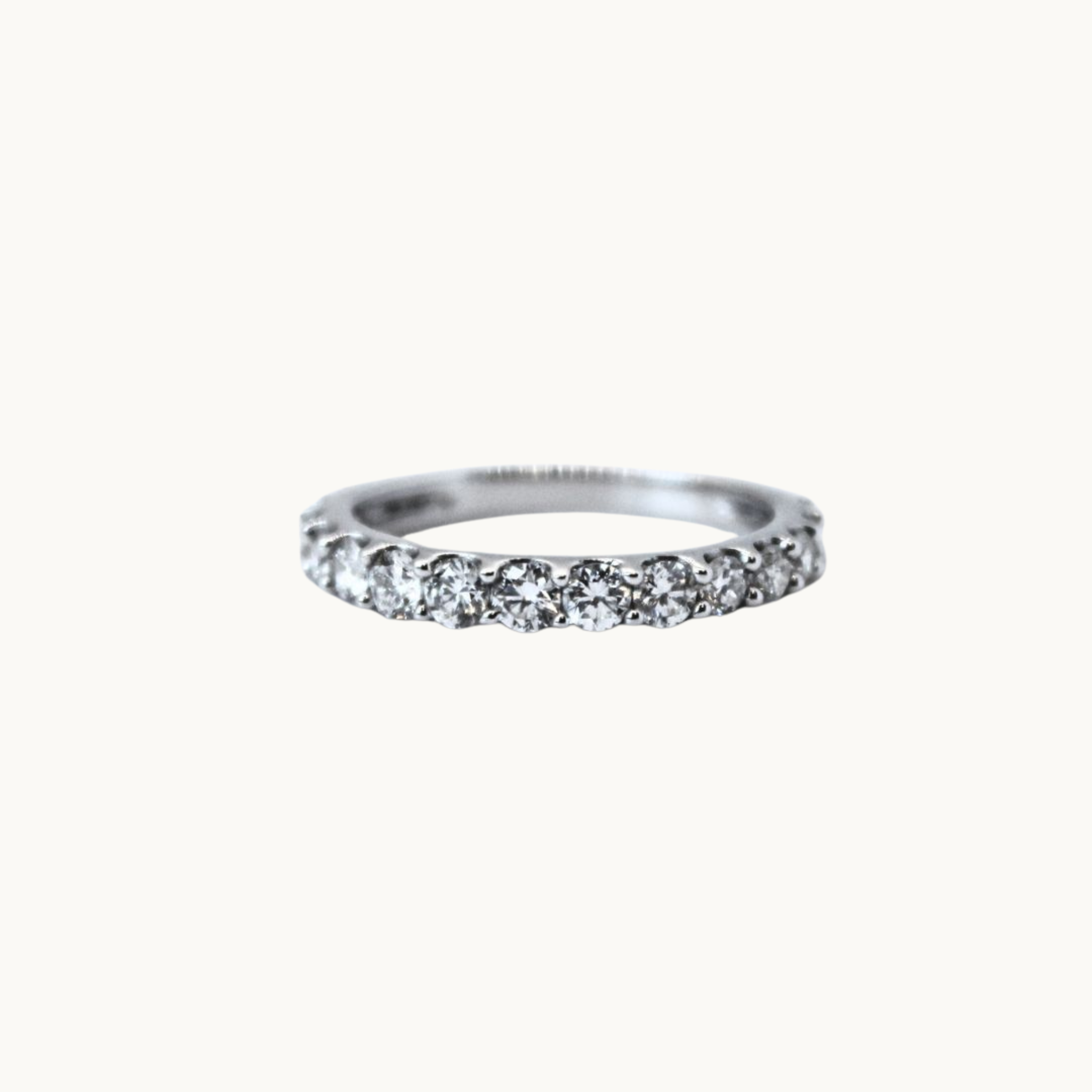 10K White Gold Semi-Eternity Ring with Synthetic Diamond
