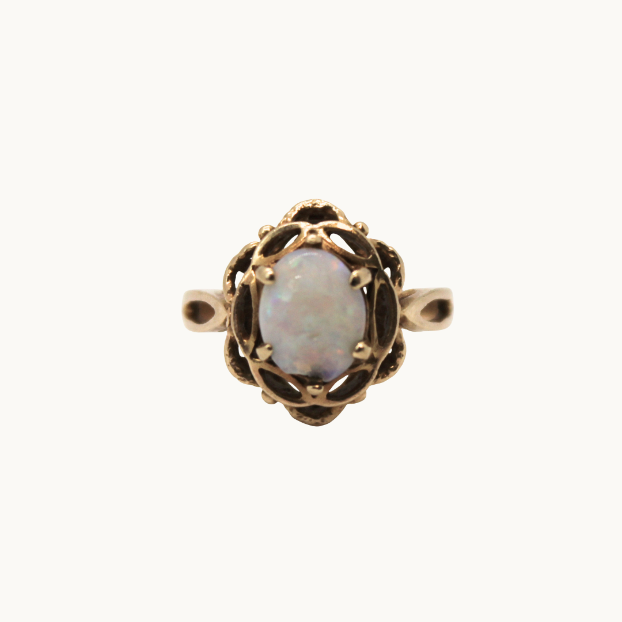 10K Yellow Gold Ring with Opal