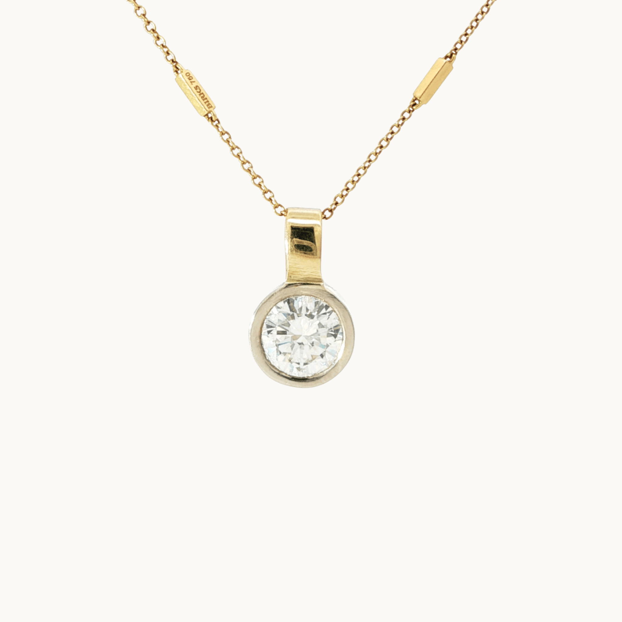 Pendentif Or blanc et jaune 10K avec Diamant