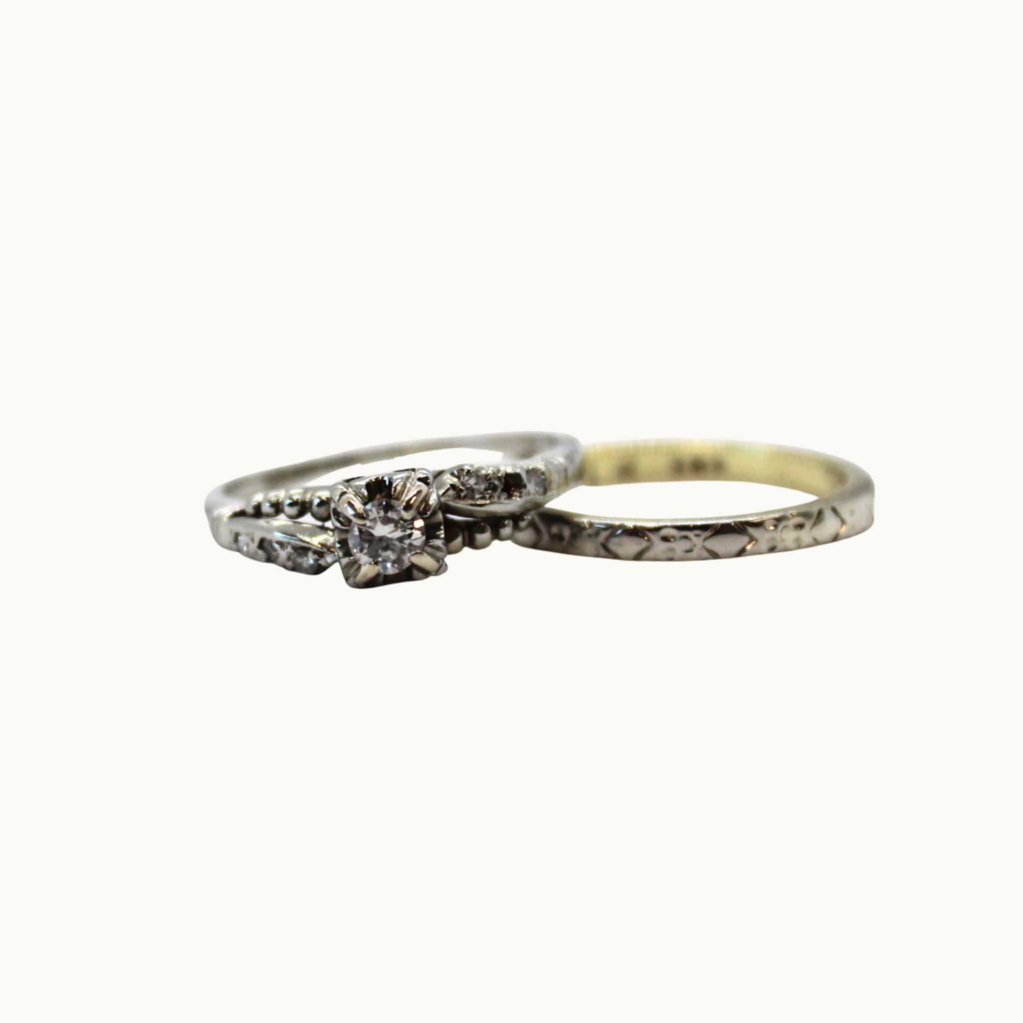 14K and 18K wedding ring set with diamonds