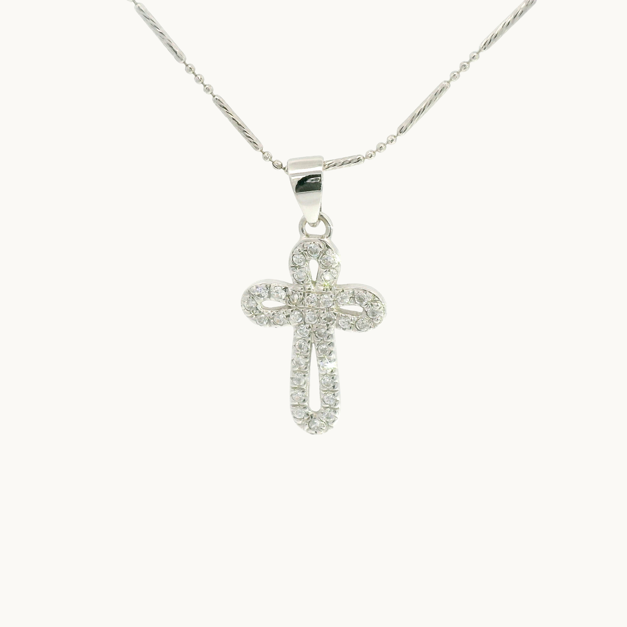 Chain with 18K white gold cross pendant