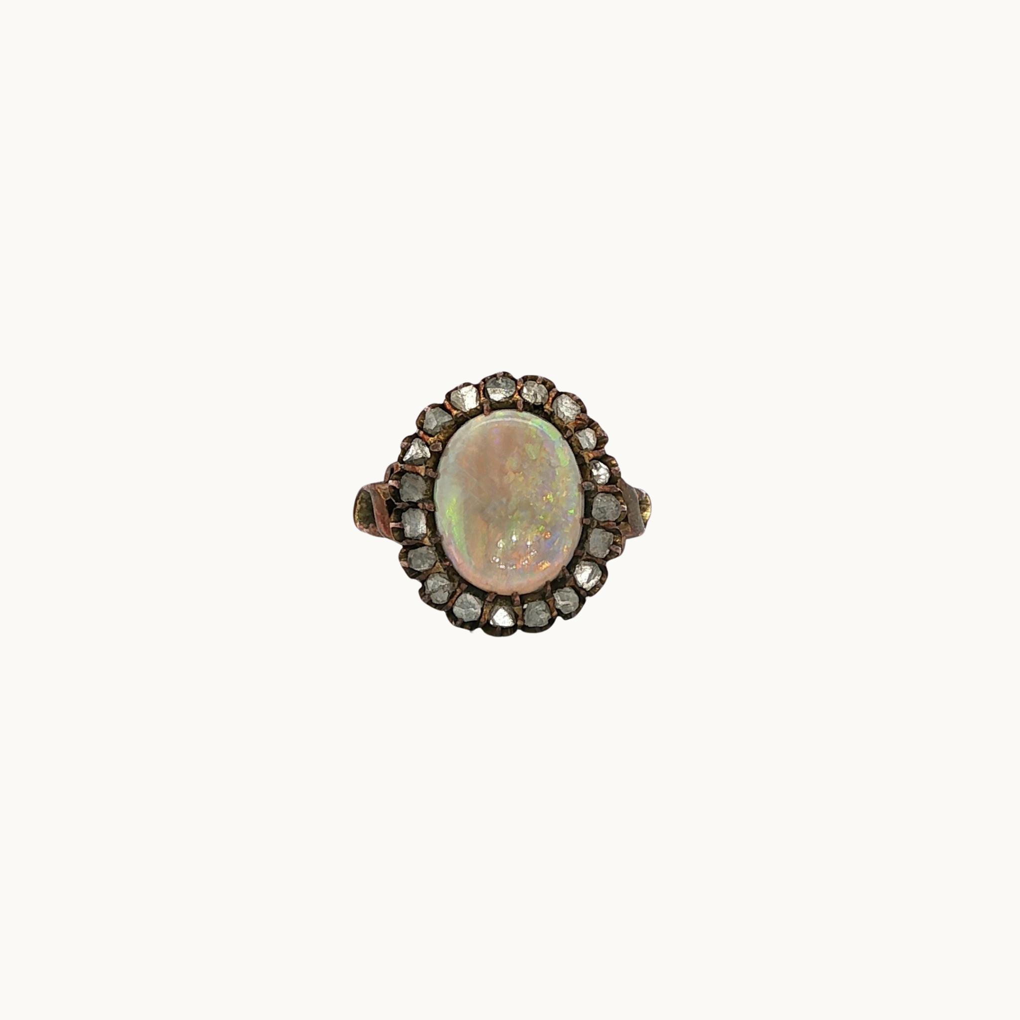 10K Rose Gold Cocktail Ring with Opal and Diamonds