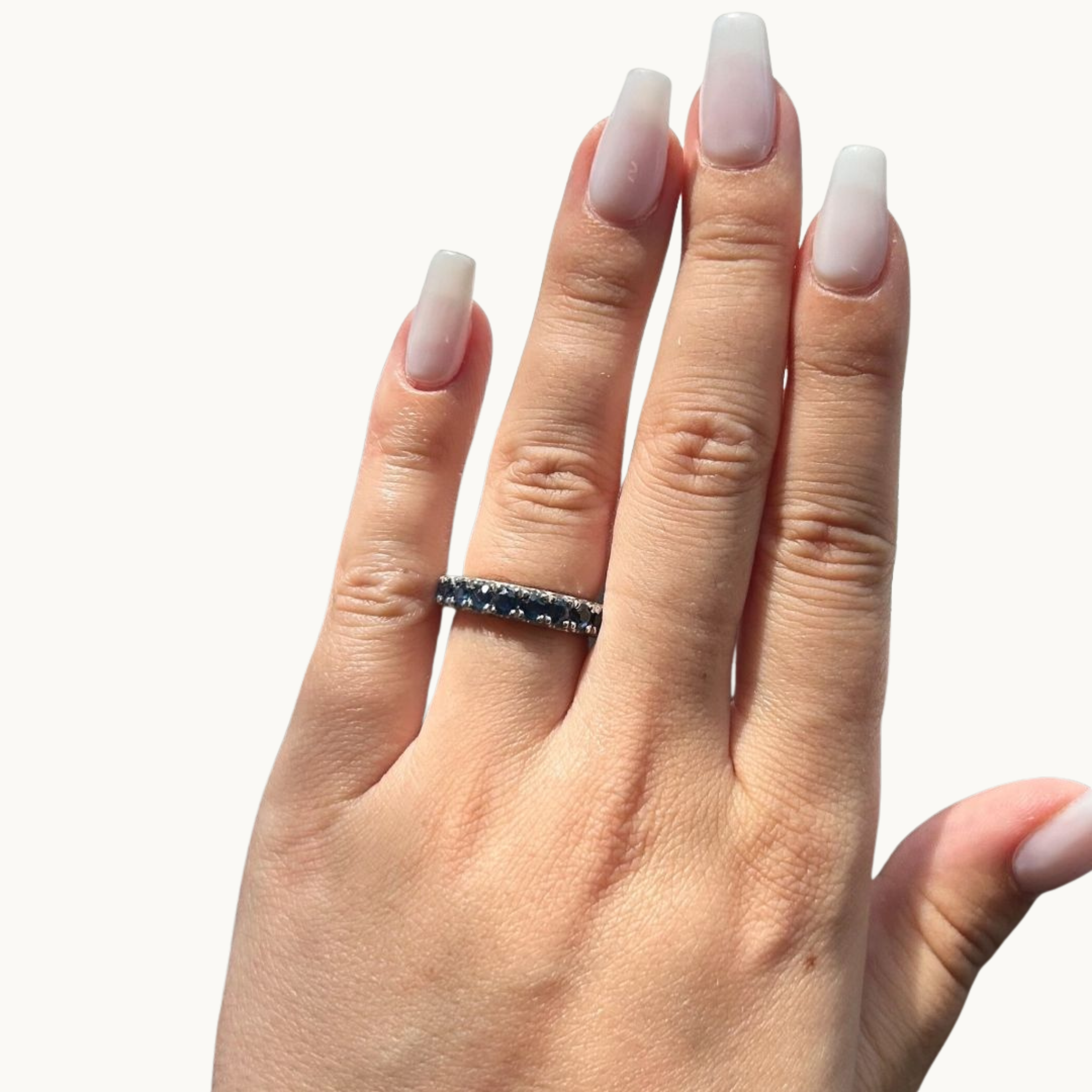 14K White Gold Eternity Ring with Sapphires