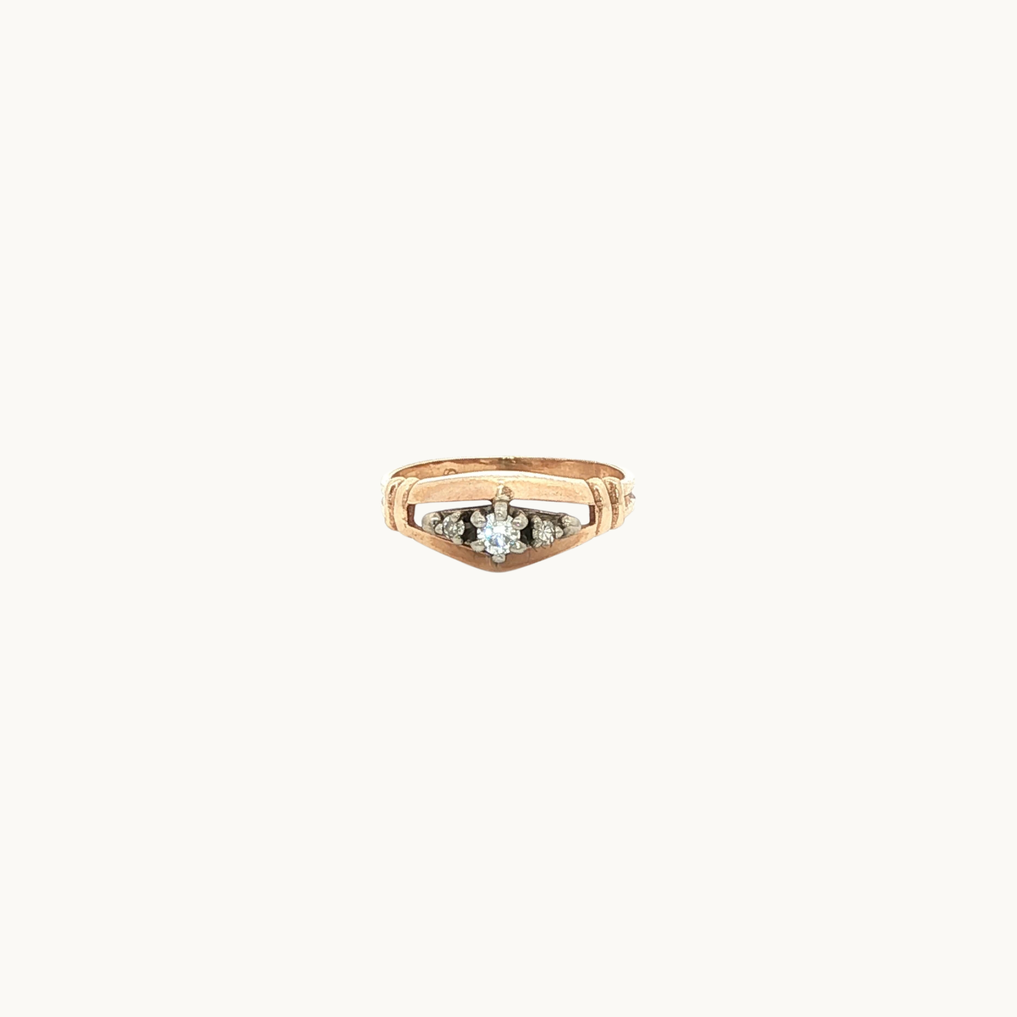 Handmade 14K Rose Gold Ring with Diamonds