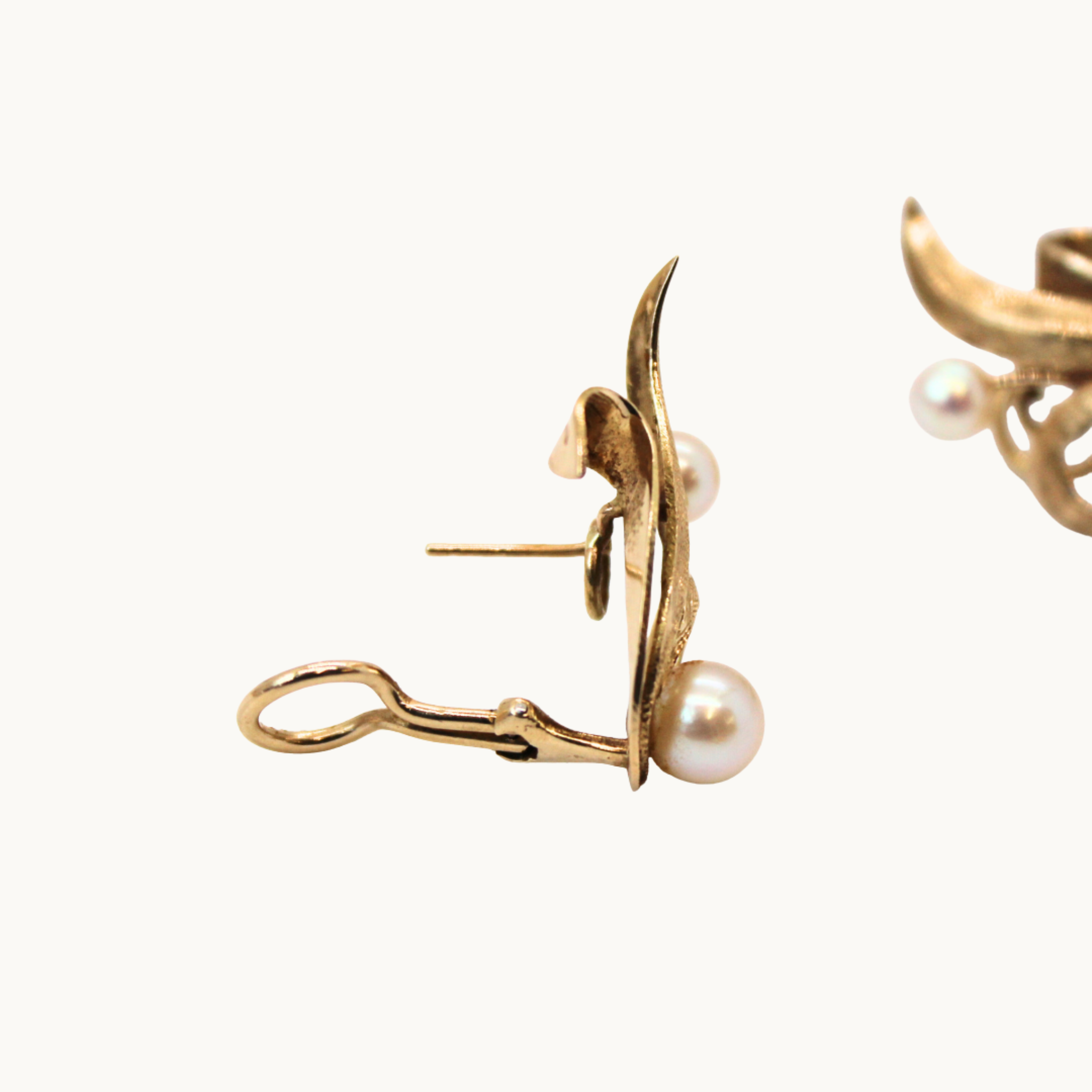 Paire boucles d'oreilles avec perles 10K