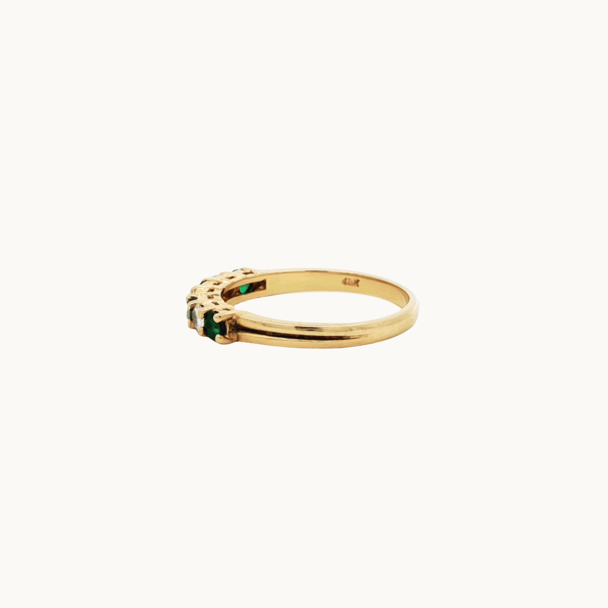18K Yellow Gold Ring with Diamonds and Emeralds