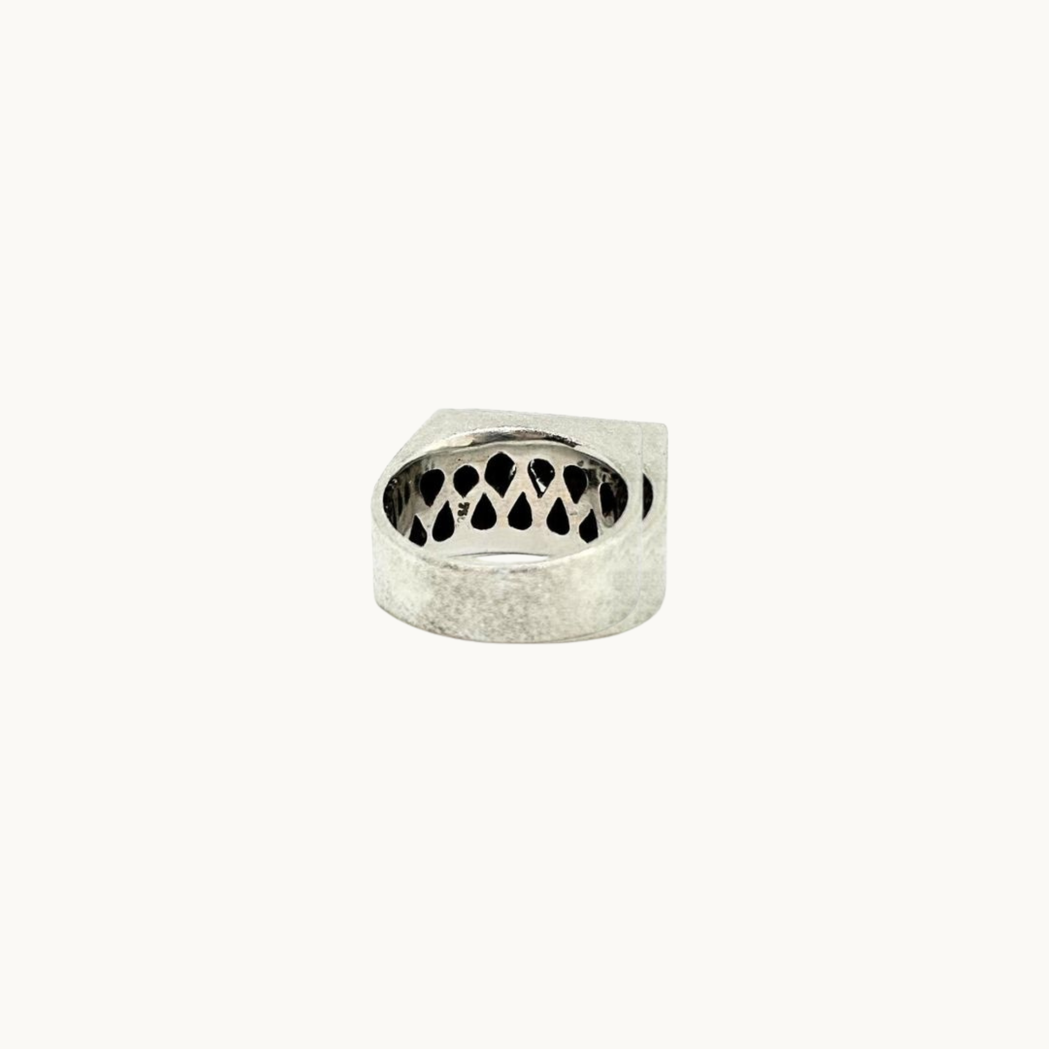 14K White Gold Signet Ring with Diamonds