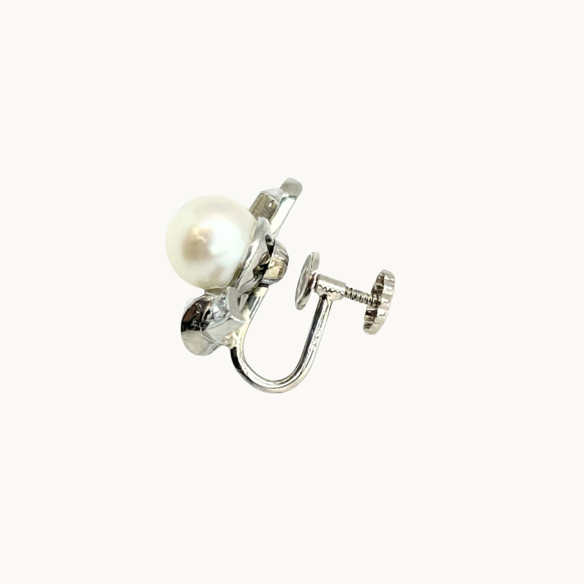 Clips d'oreilles en or blanc 10K-14K avec diamants et perles Akoya