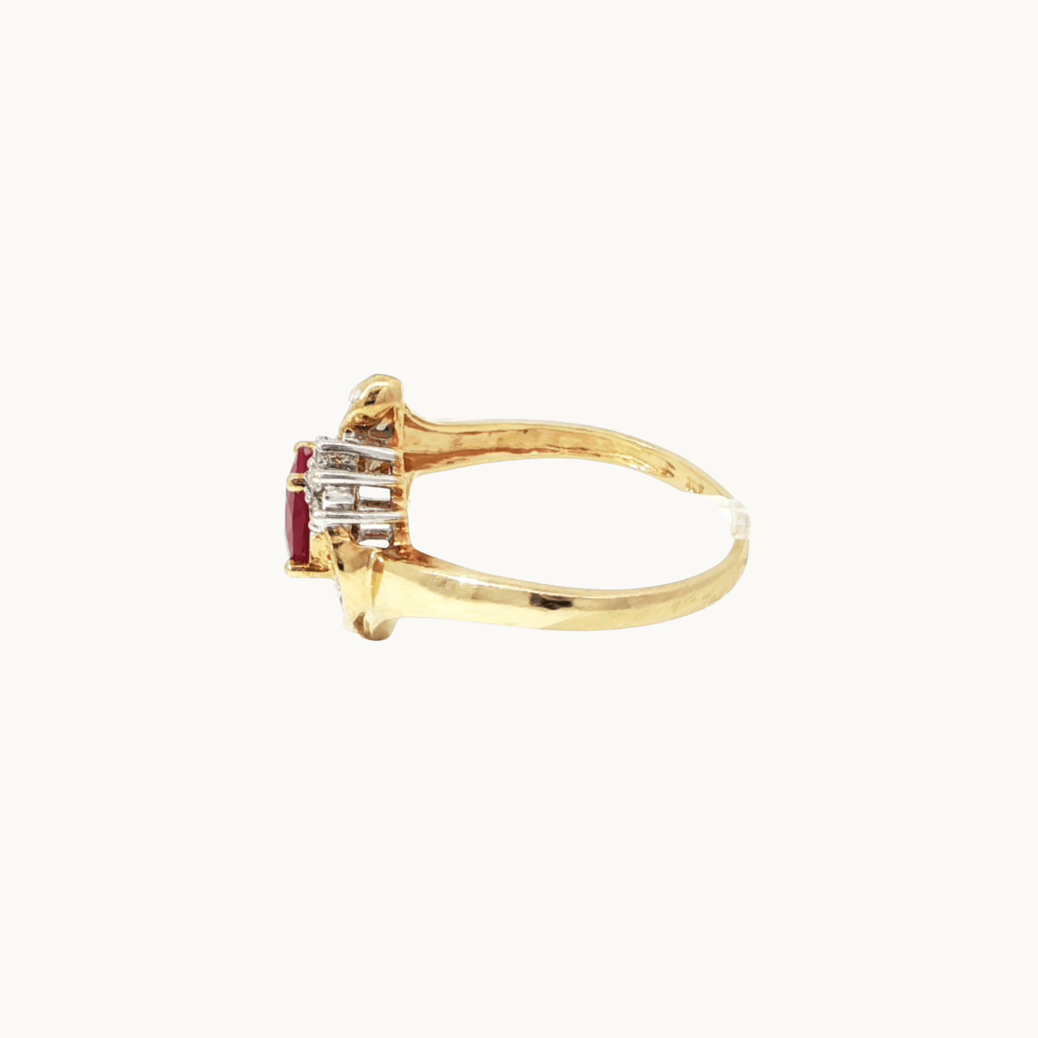10K Yellow Gold and White Gold Ring with Ruby and Diamond