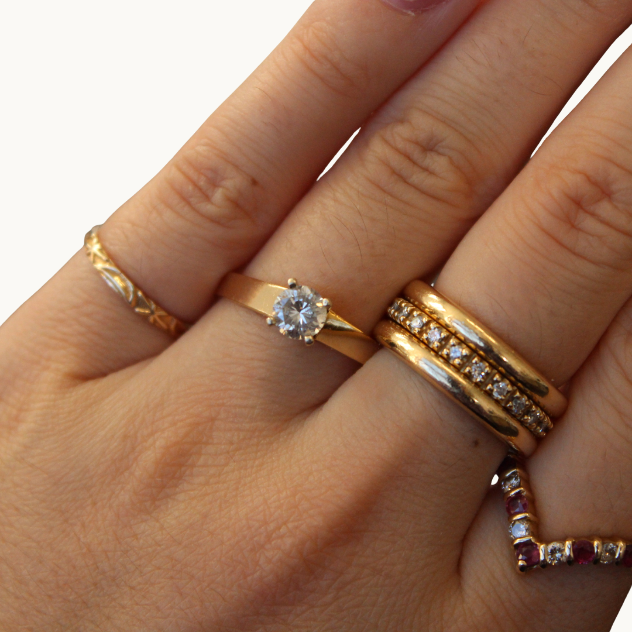 Bague Solitaire en Or jaune 14K avec Diamant