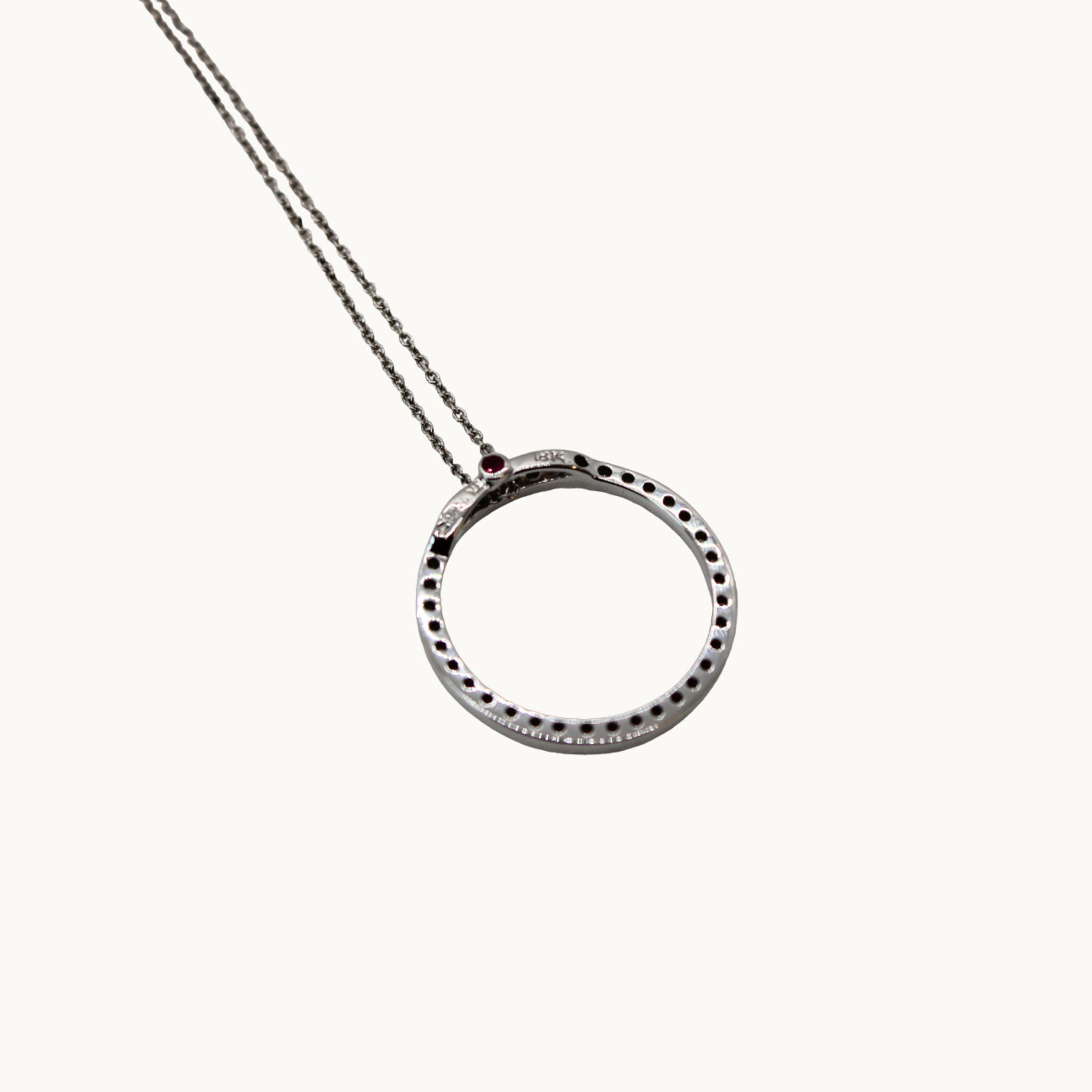 White gold 18K life circle necklace with diamonds