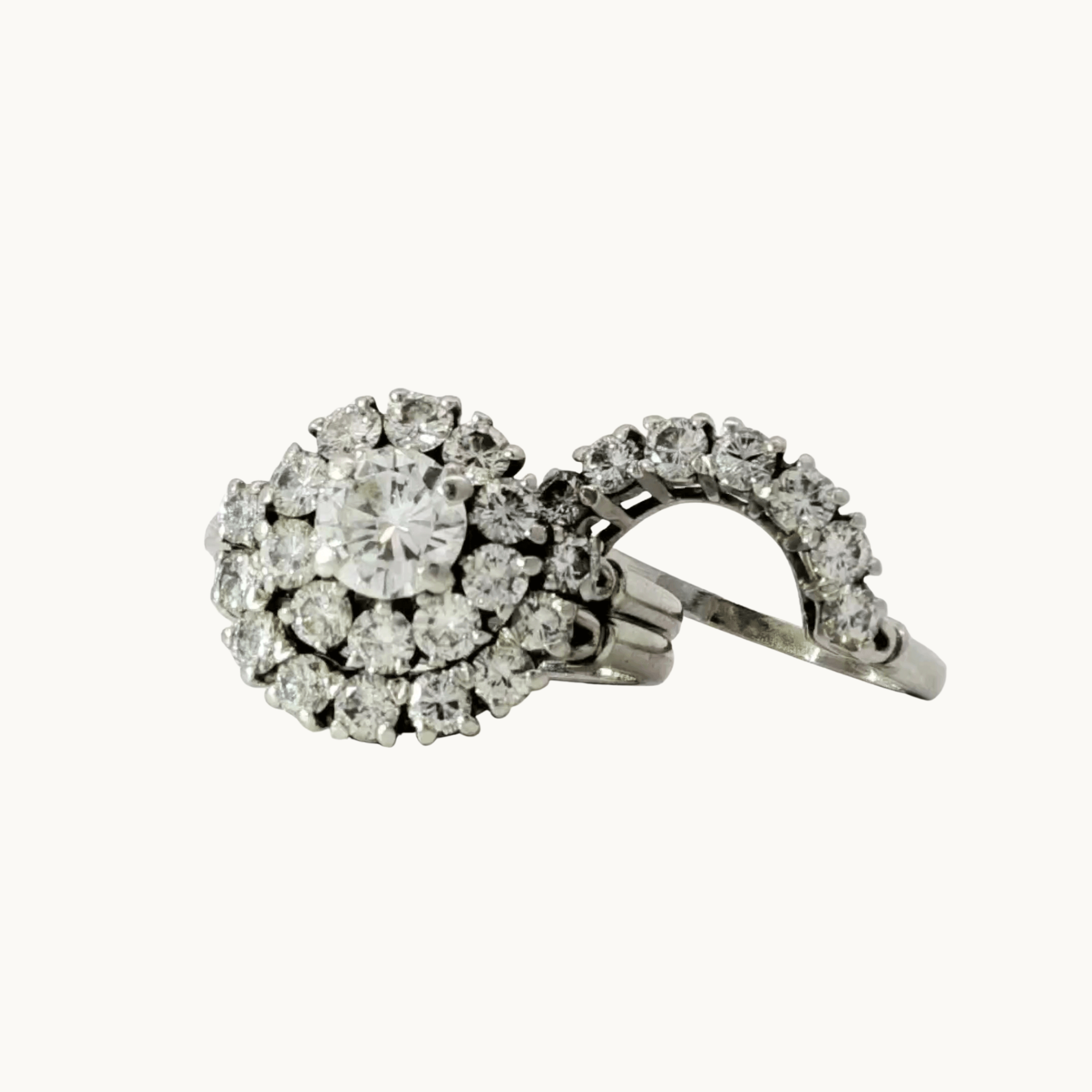 Set of wedding bands 3 rings in platinum