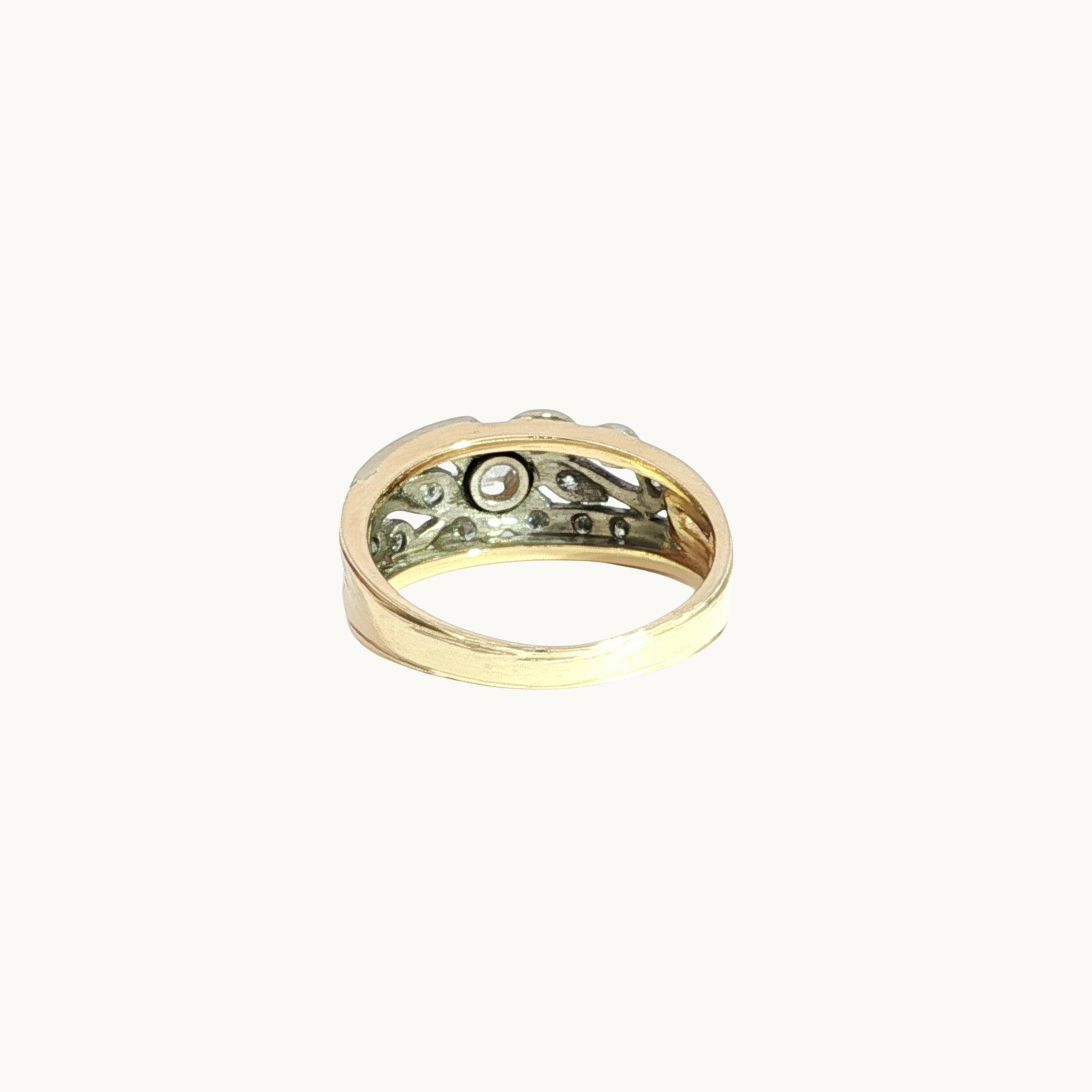 Fancy Ring in 14K Yellow and White Gold with Diamonds