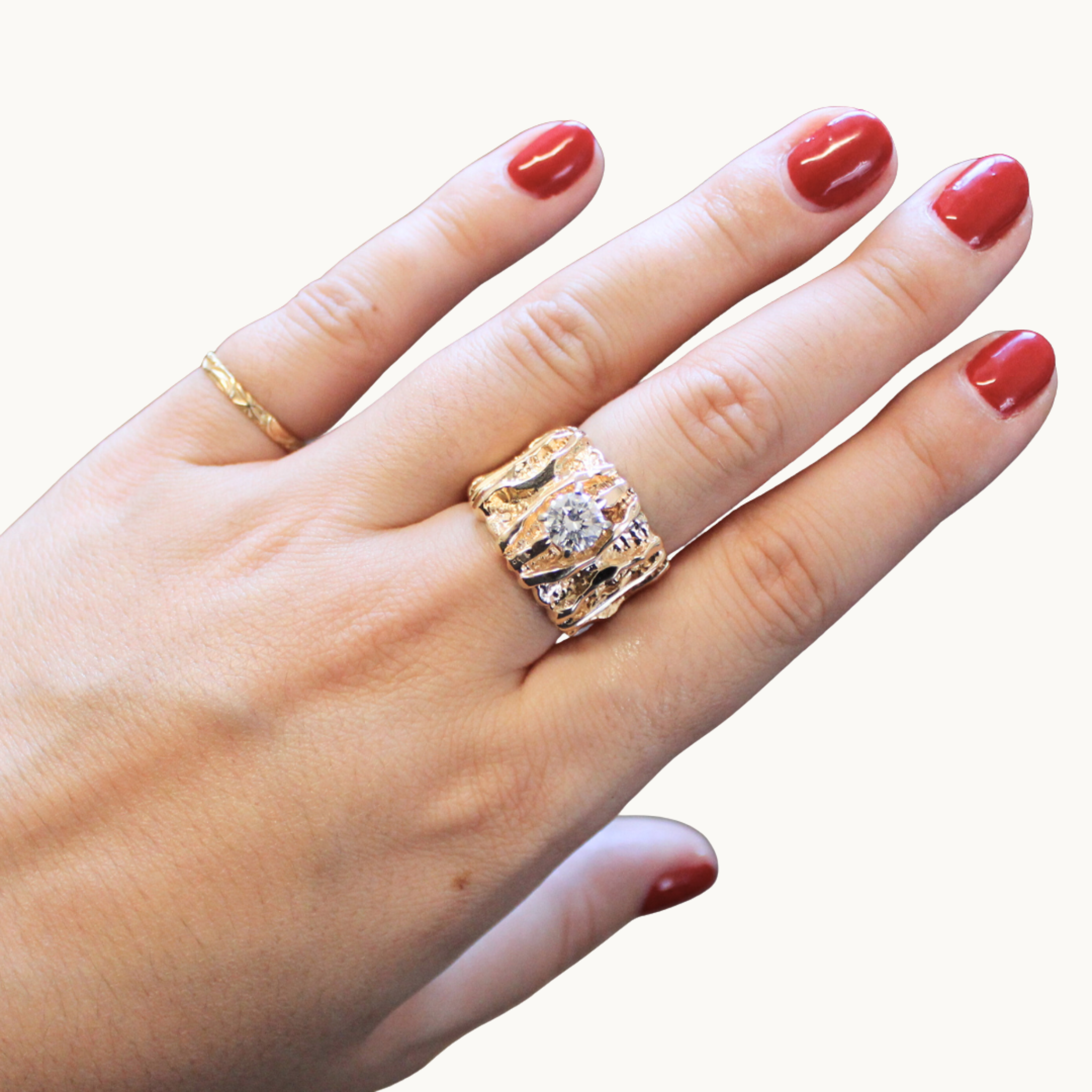 14K wide ring with 0.80 carat diamond