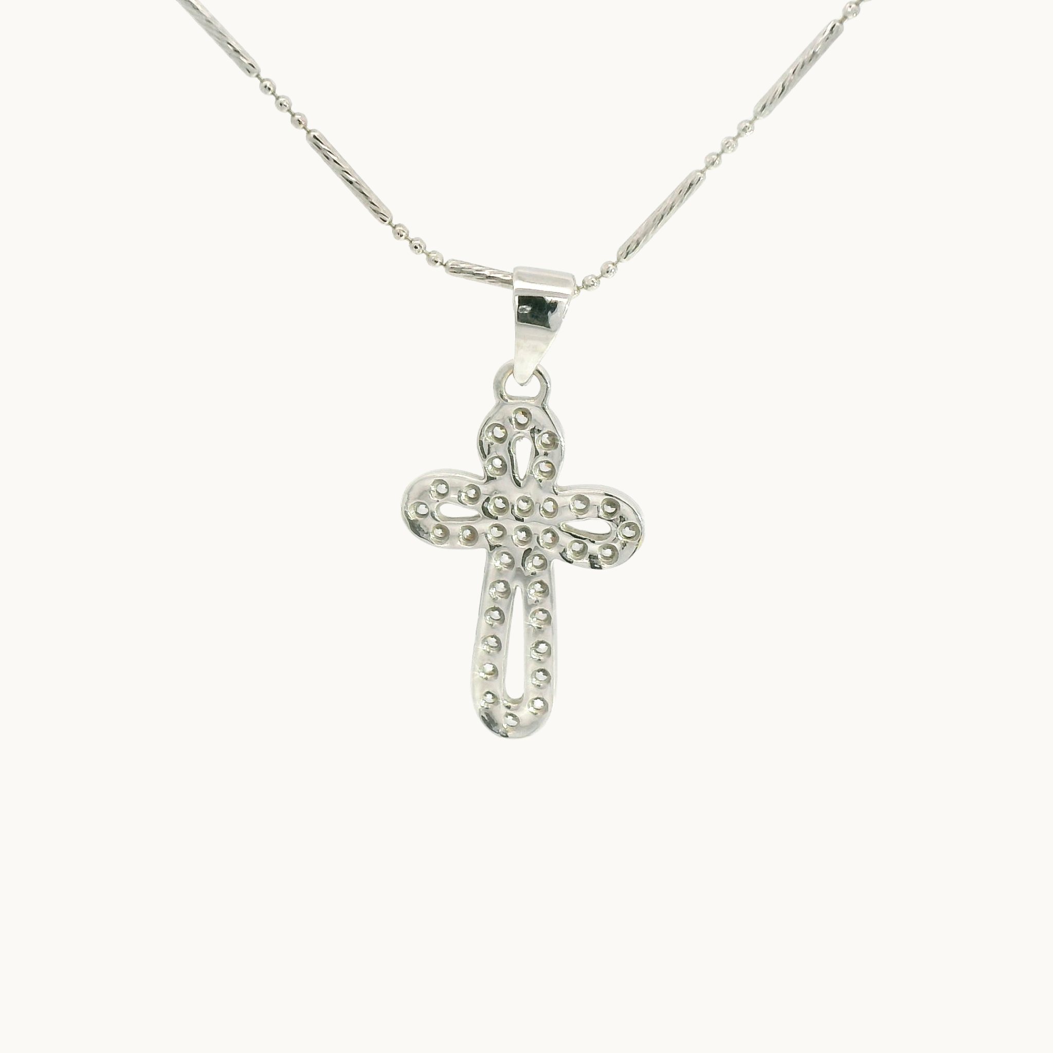 Chain with 18K white gold cross pendant