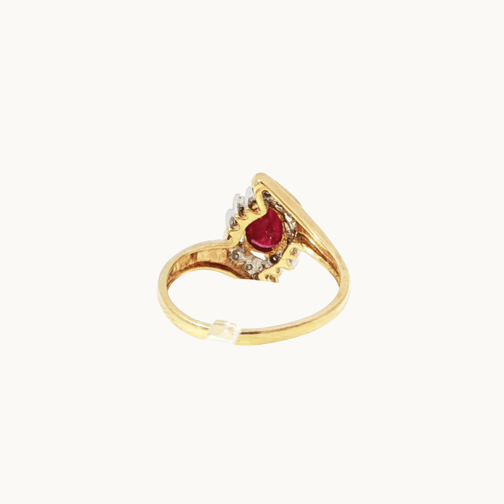 10K Yellow Gold and White Gold Ring with Ruby and Diamond