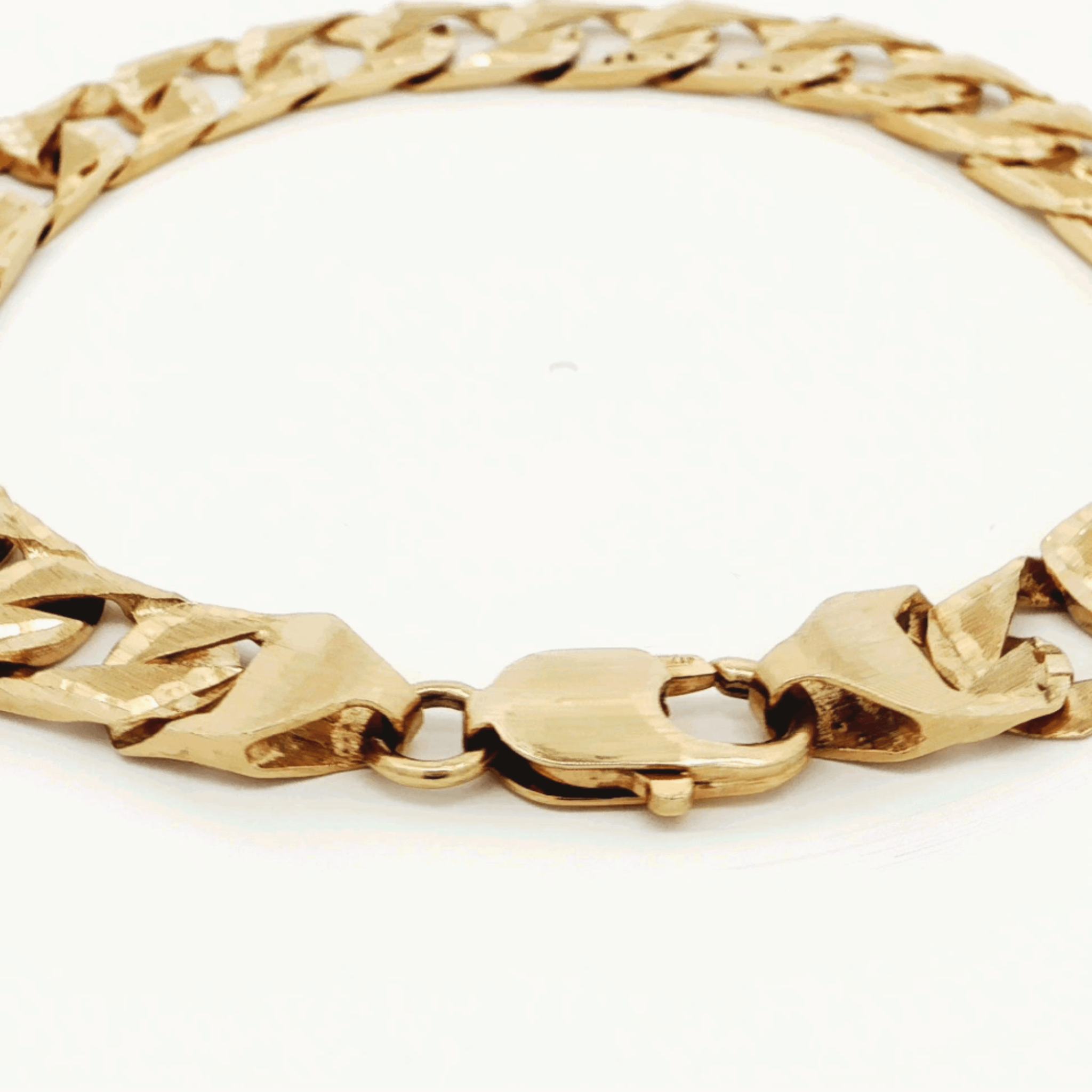 Faceted and Brushed 10K Yellow Gold Gourmette Bracelet