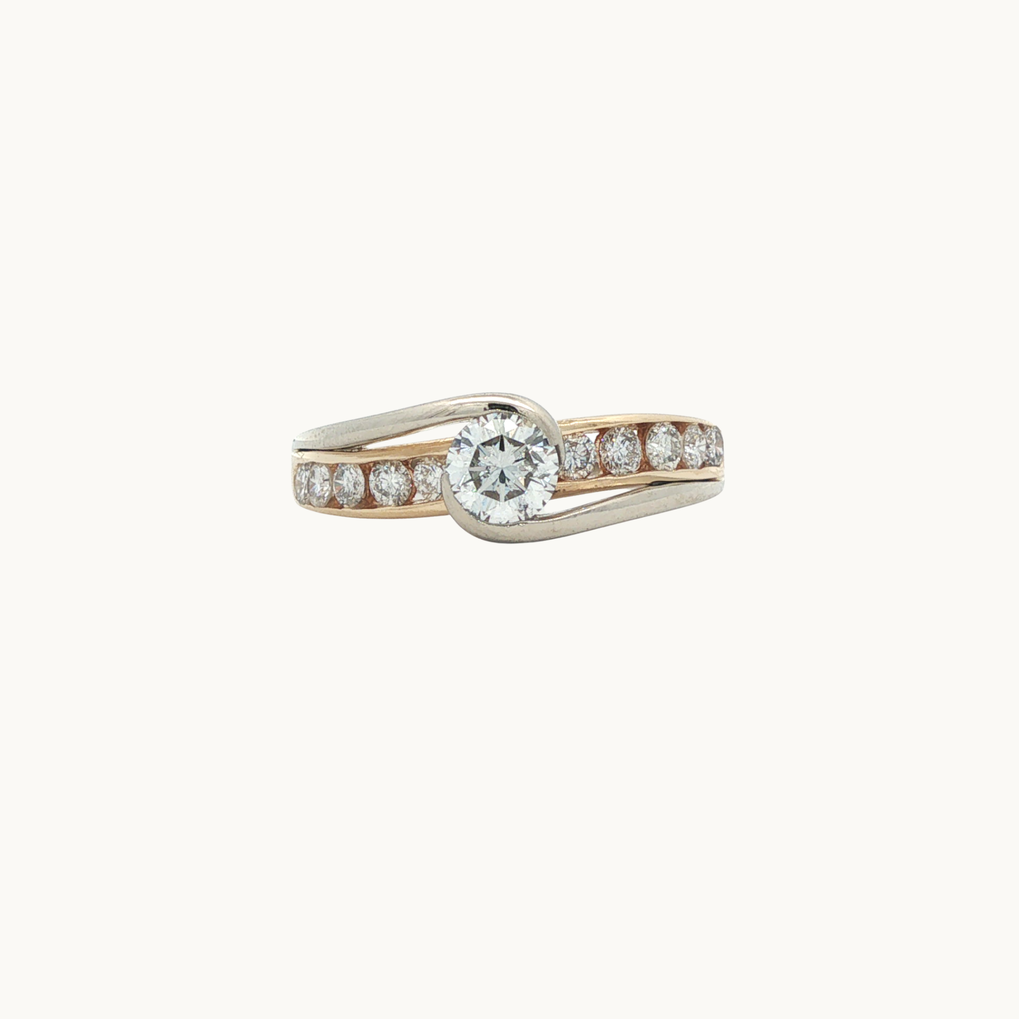 14K Yellow and White Gold Ring with Diamonds