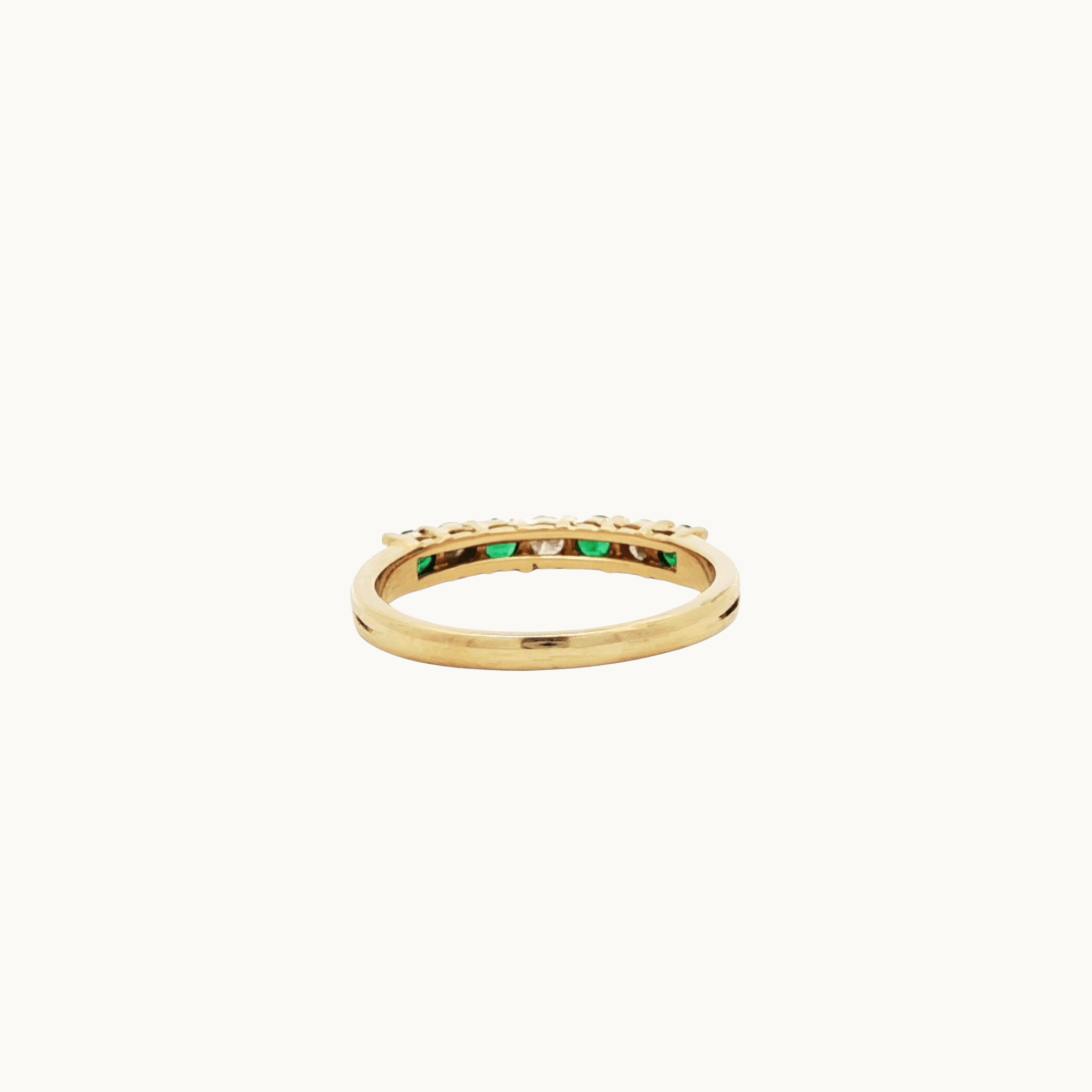 18K Yellow Gold Ring with Diamonds and Emeralds