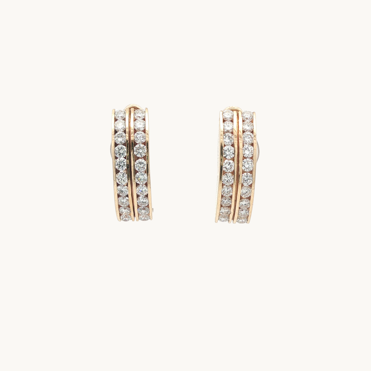 Boucles d'Oreilles Créoles en or Jaune 14K avec Diamants