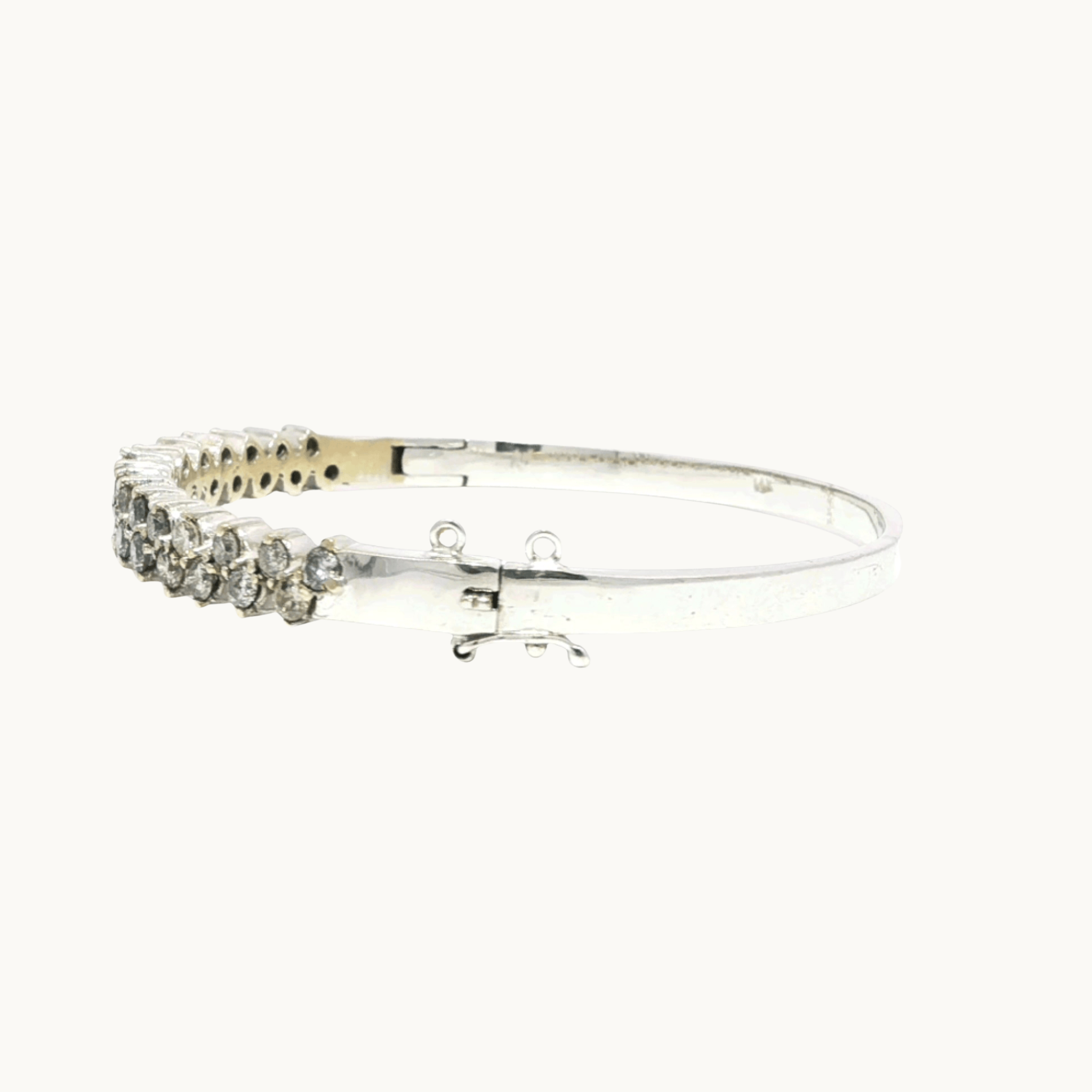 Bracelet Jonc en Or blanc 14K avec Diamants