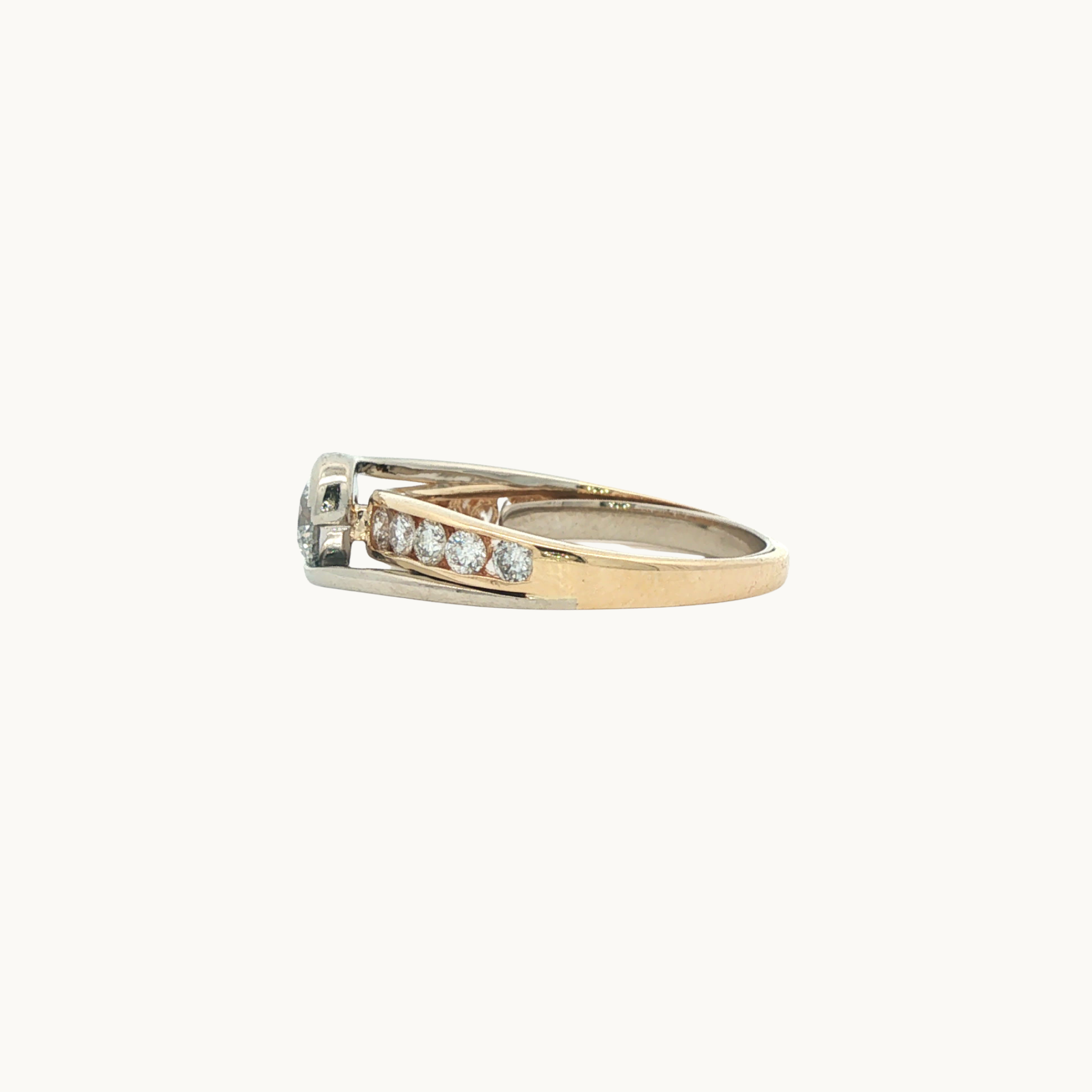 14K Yellow and White Gold Ring with Diamonds