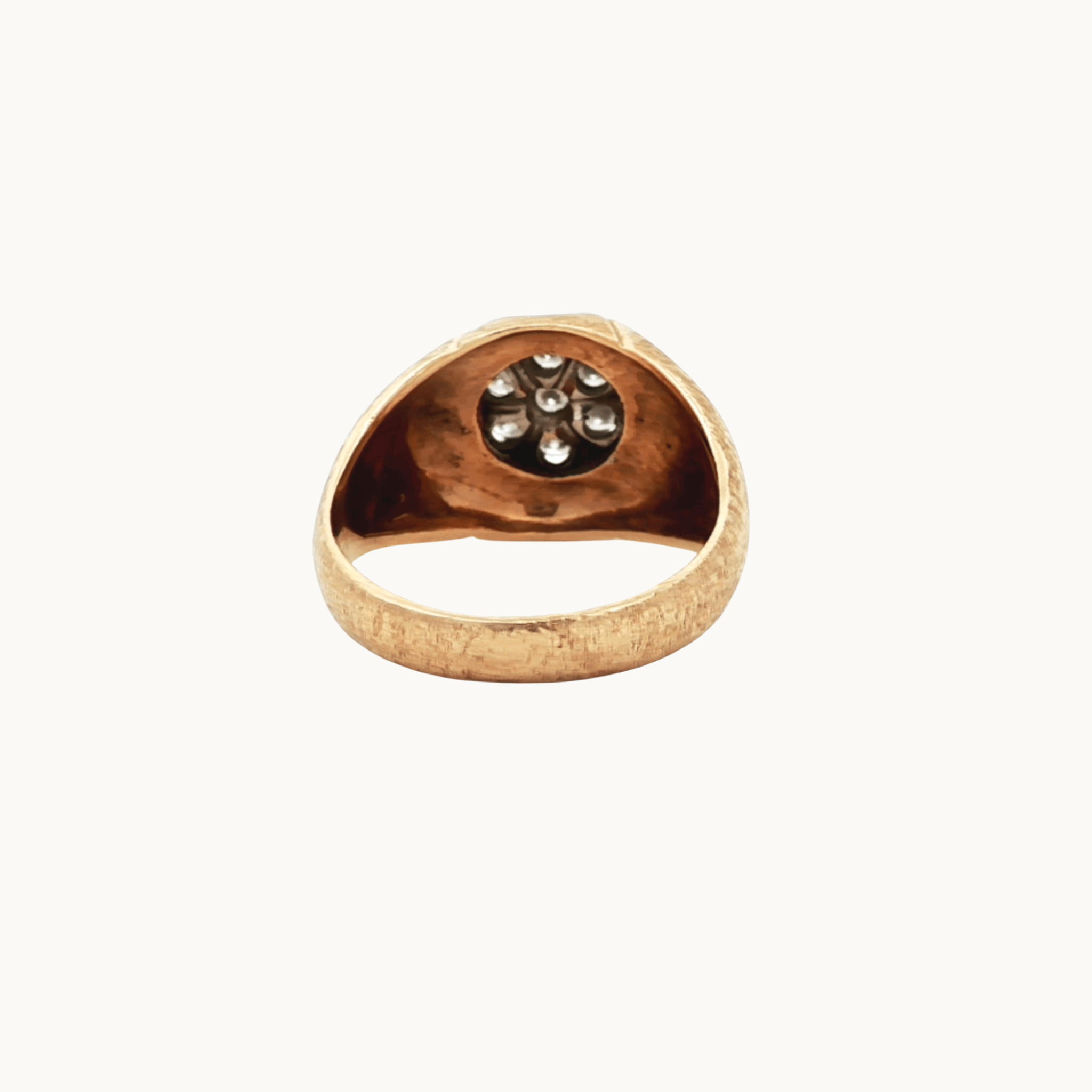 14K Yellow and White Gold Signet Ring with Diamonds
