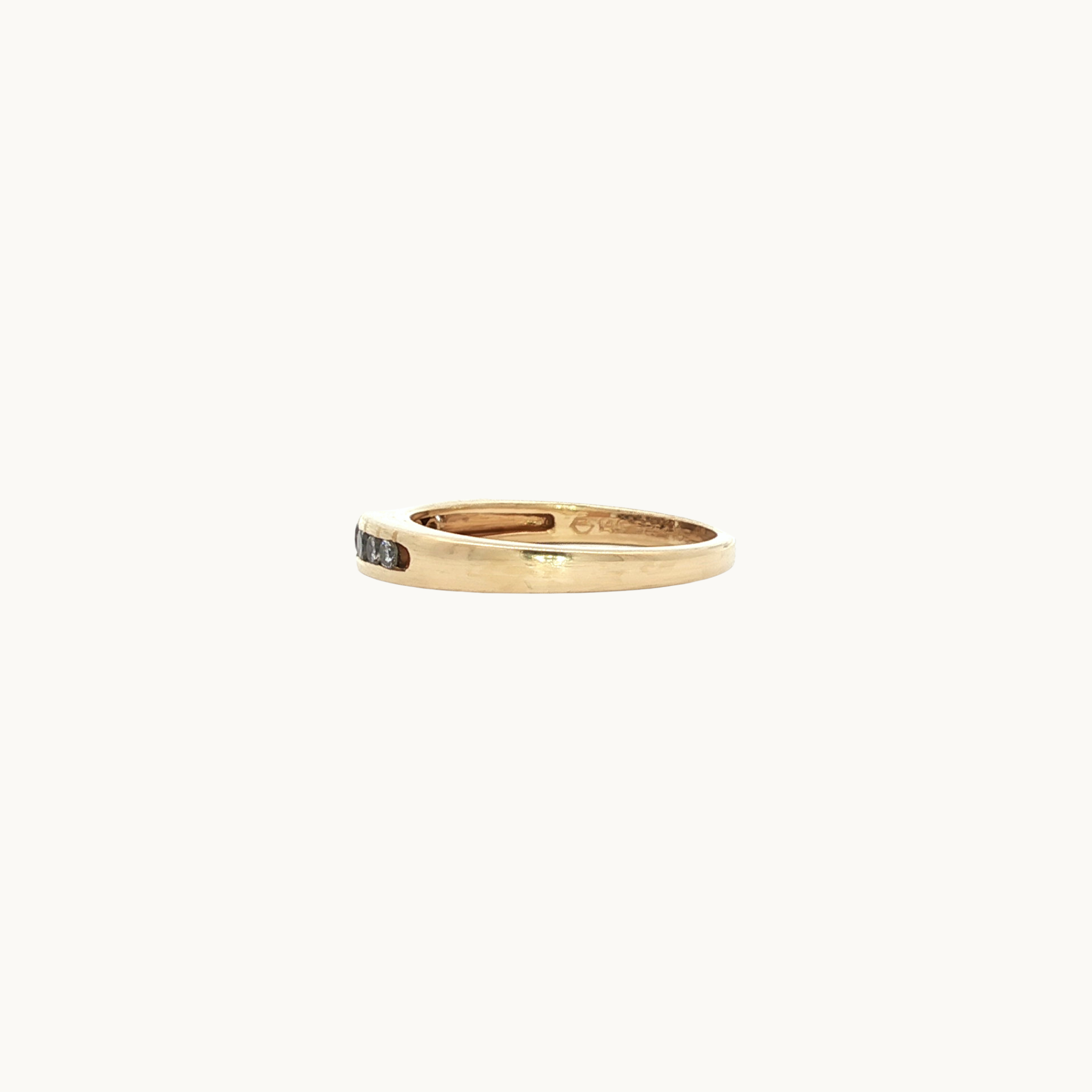 14K Yellow Gold Wedding Band with Diamonds