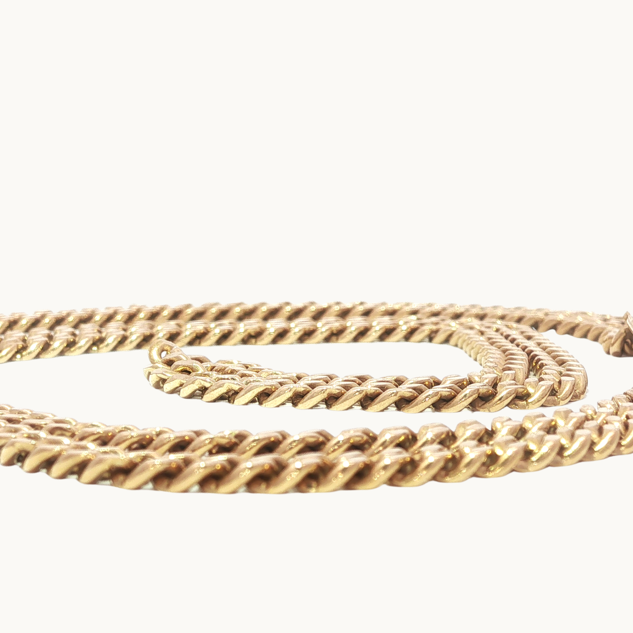 Chaîne Longue Maille Gourmette en Or jaune 14K