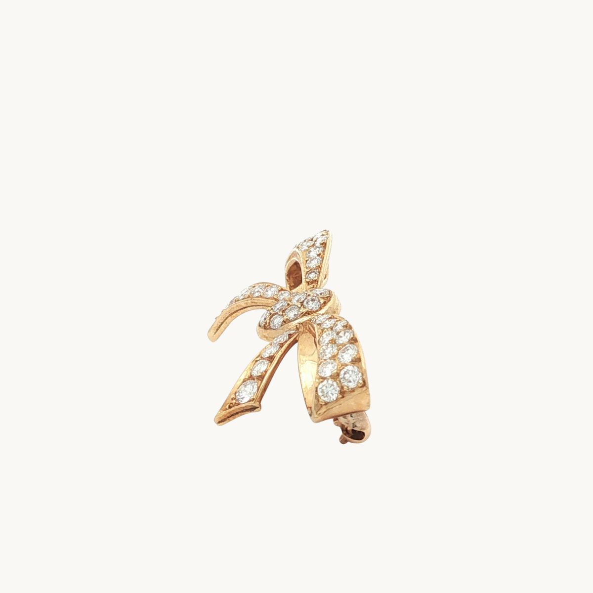 Broche Boucle en Or Jaune 18K avec Diamants