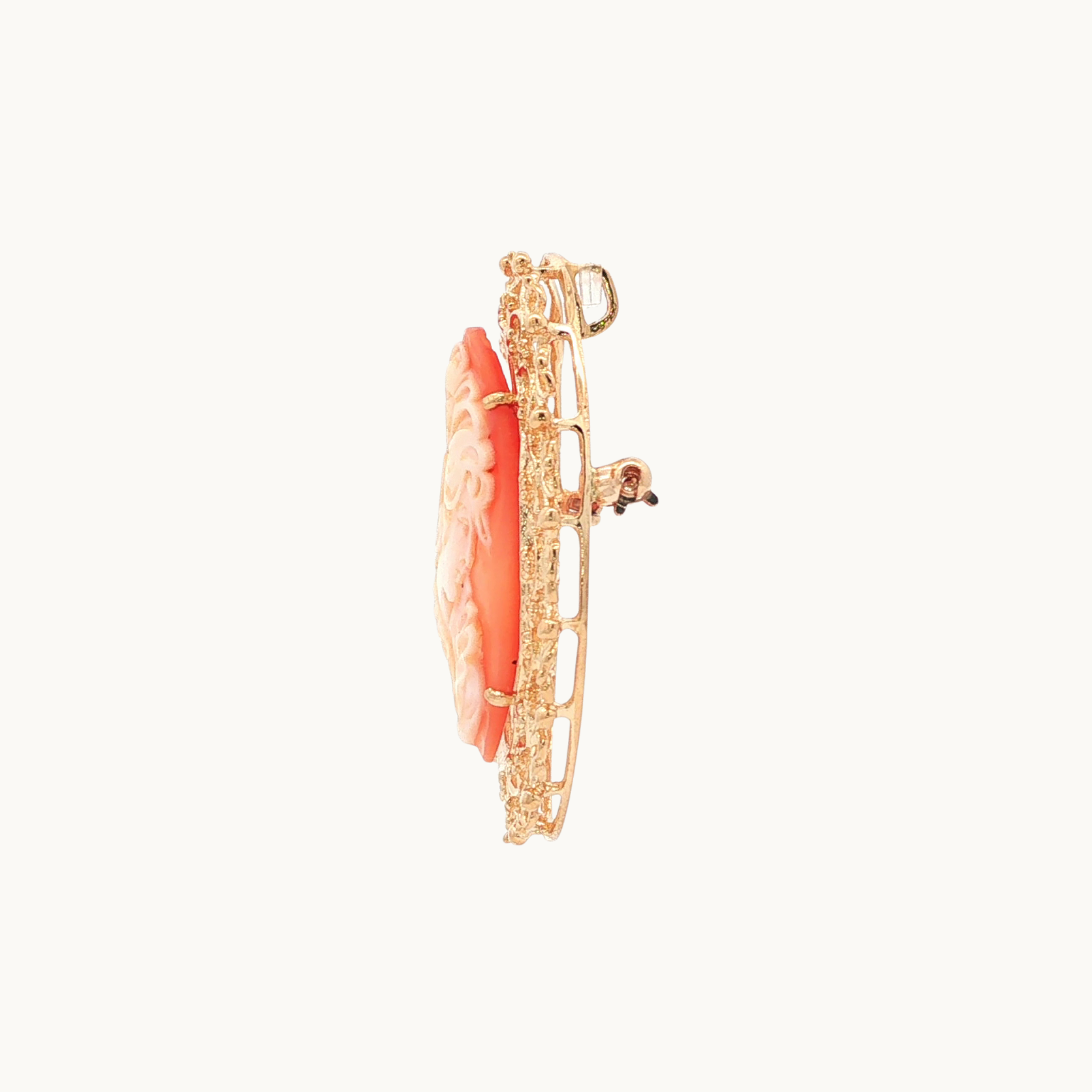Broche/Pendentif Camée en Or jaune 14K