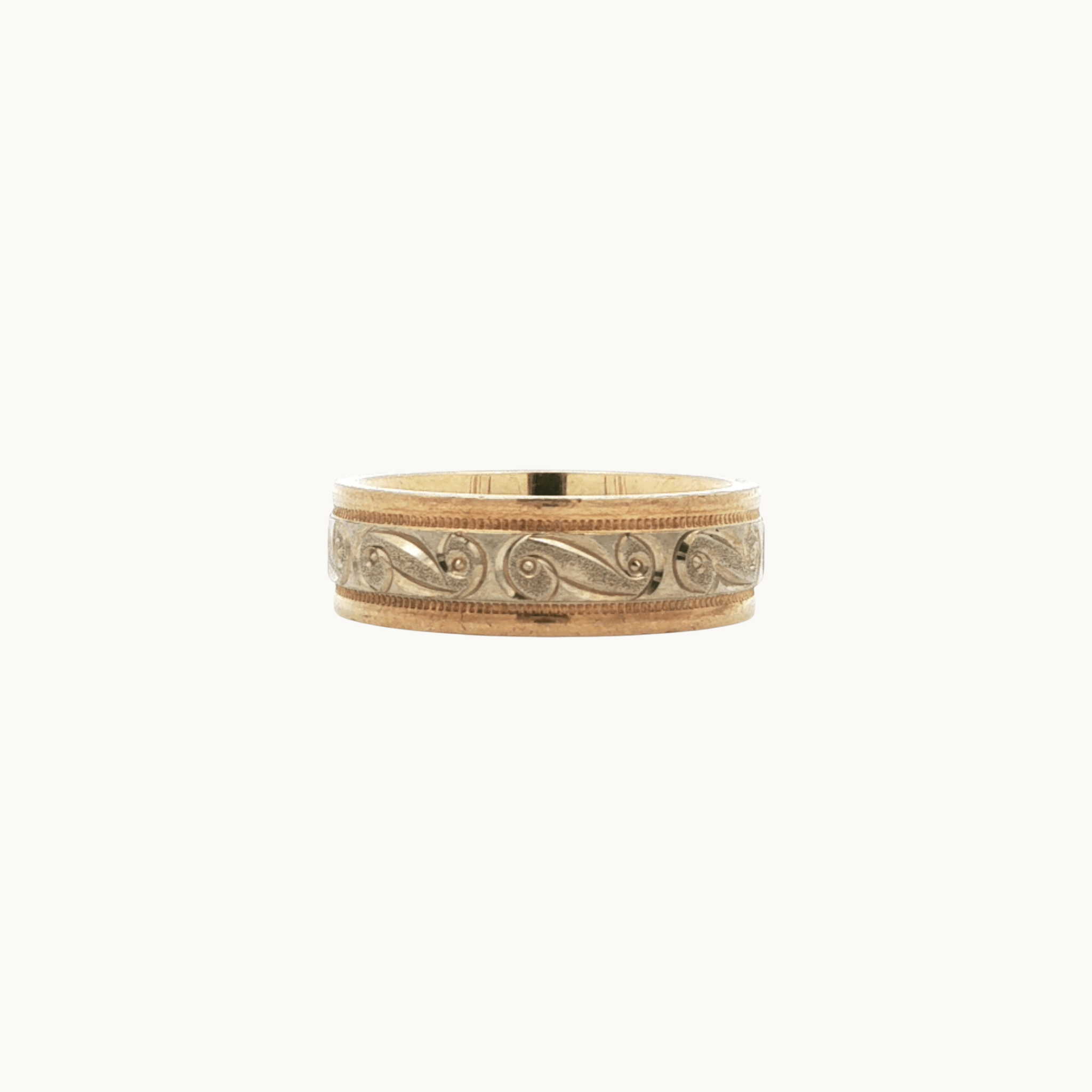 Handmade Two-Tone Wedding Band in 10K Gold