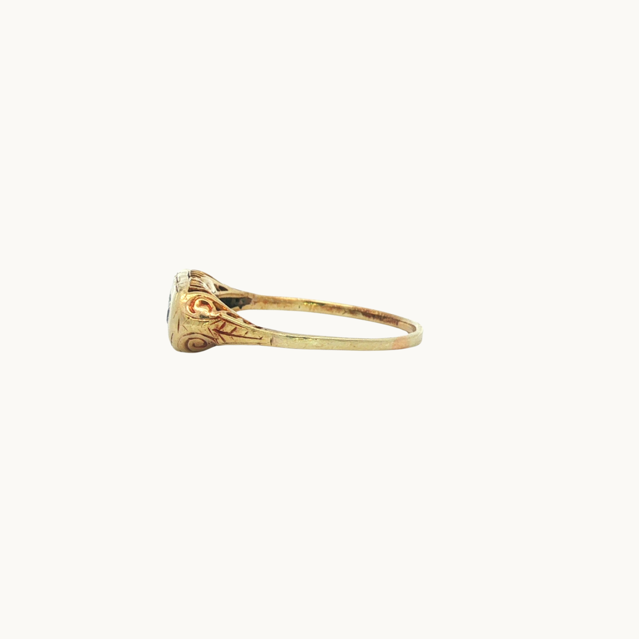 Bague Chevalière Mince en Or jaune 14K avec Diamants