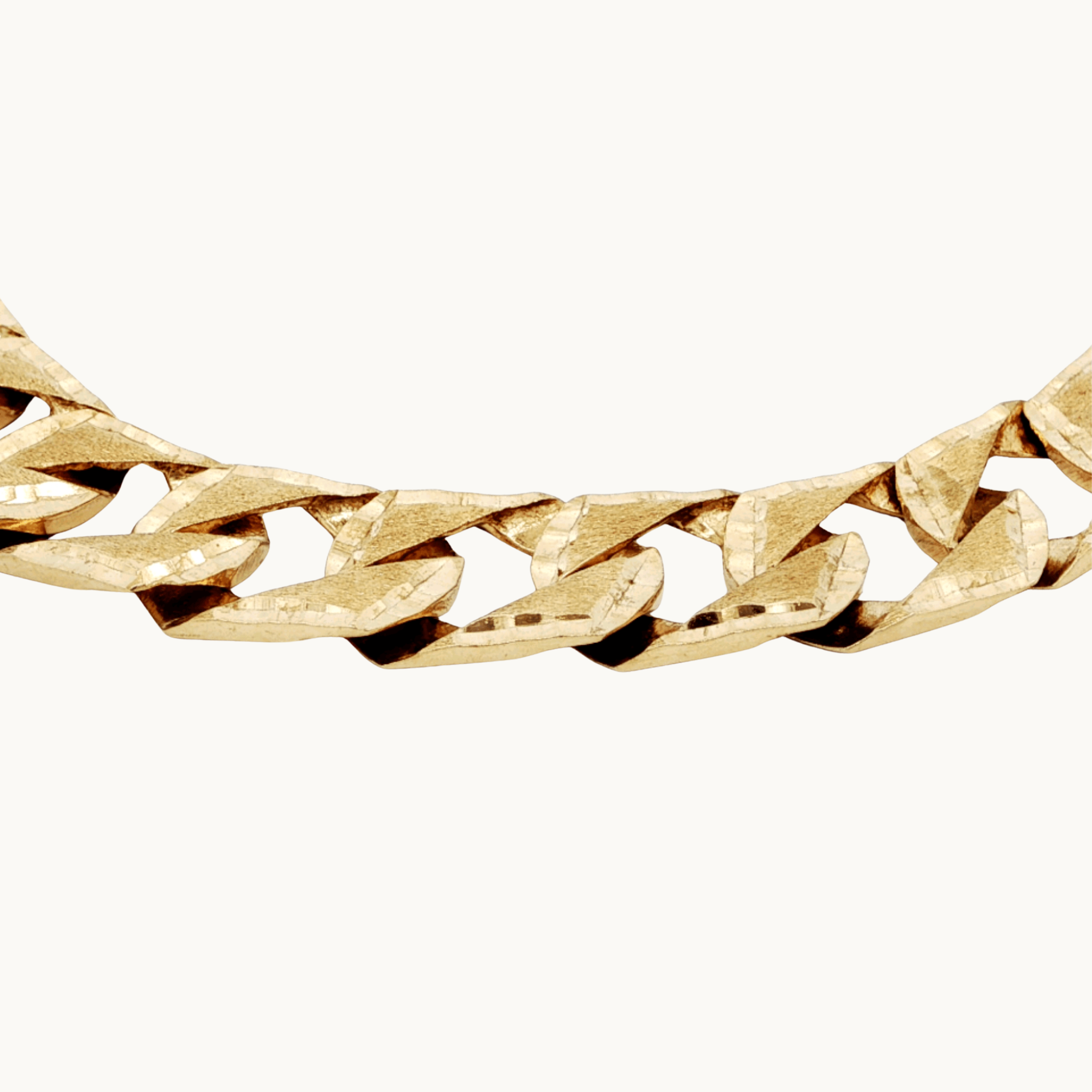 Faceted and Brushed 10K Yellow Gold Gourmette Bracelet