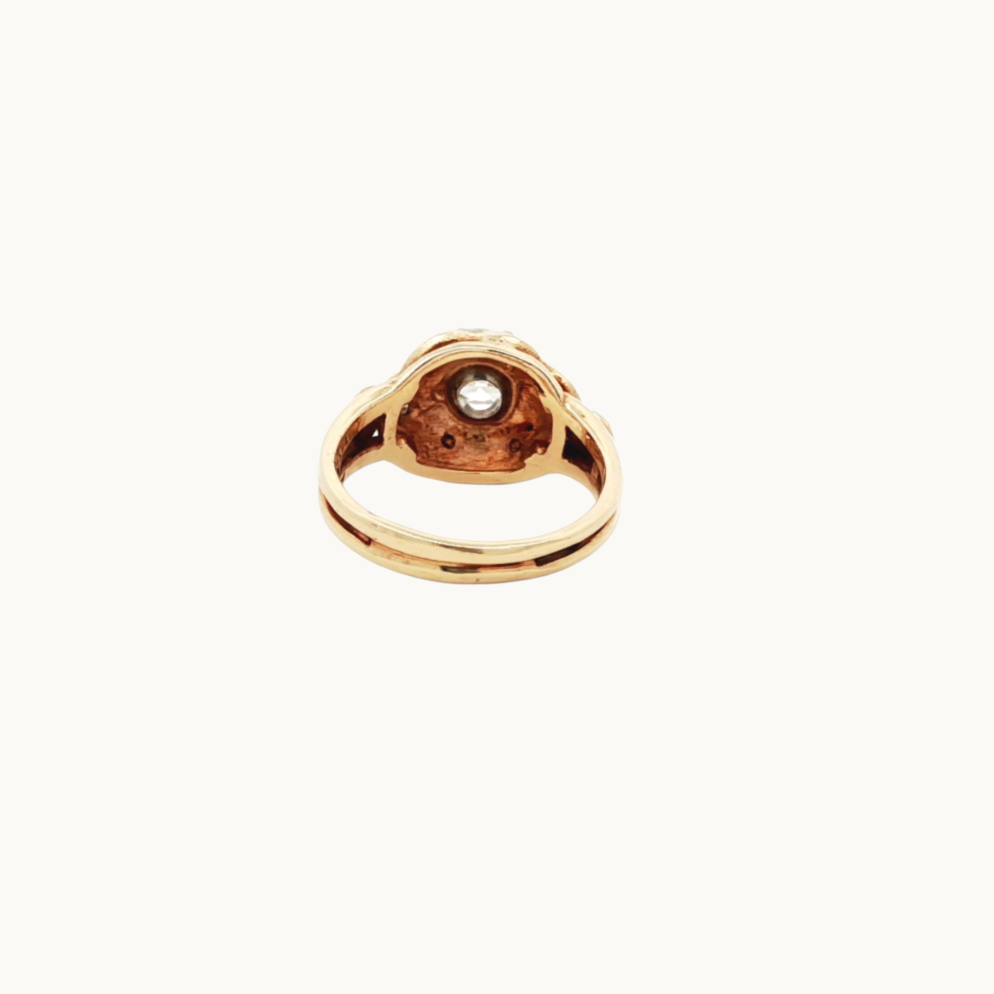 Bague solitaire en Or jaune 14K avec Diamants