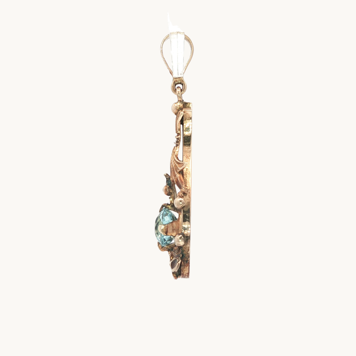 10K Yellow Gold Vintage Pendant with Aquamarine