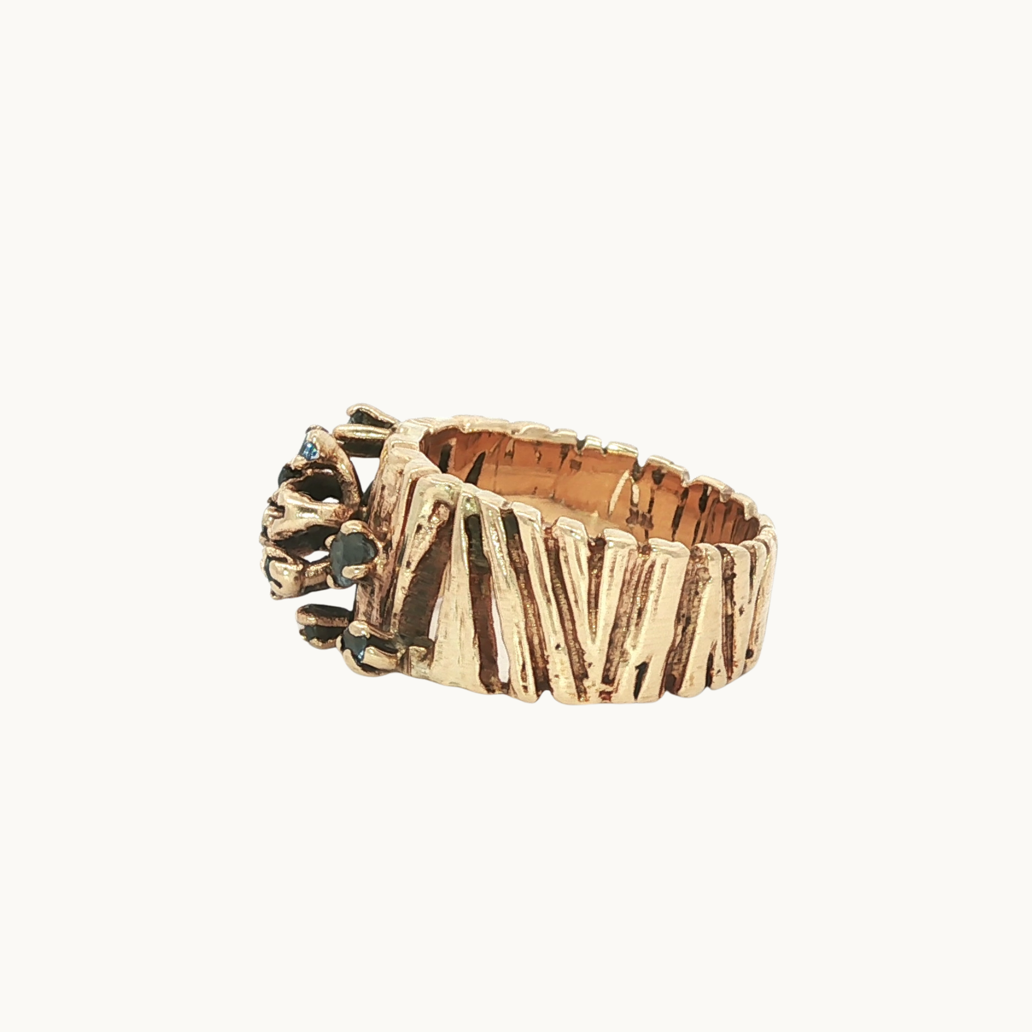 14K Yellow Gold Cocktail Ring with Imitation Gems