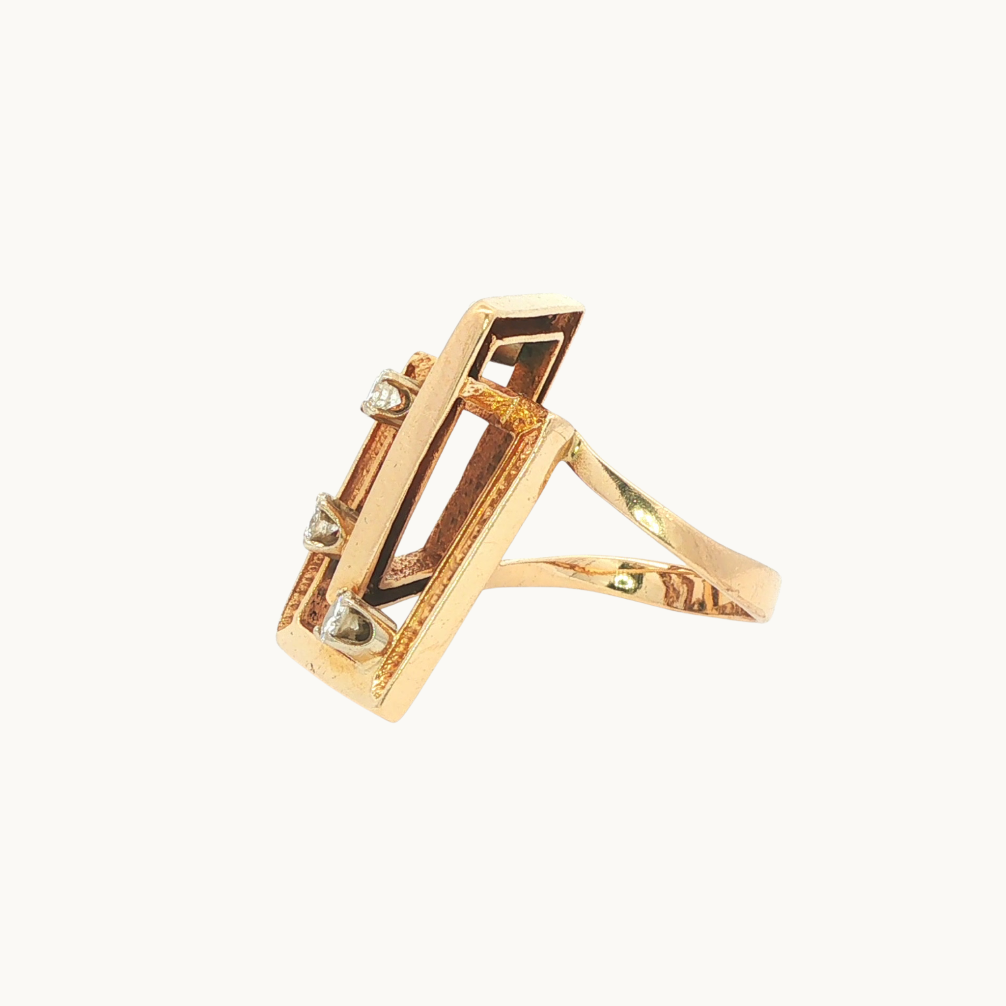 Bague Cocktail en Or jaune 14K avec Diamants