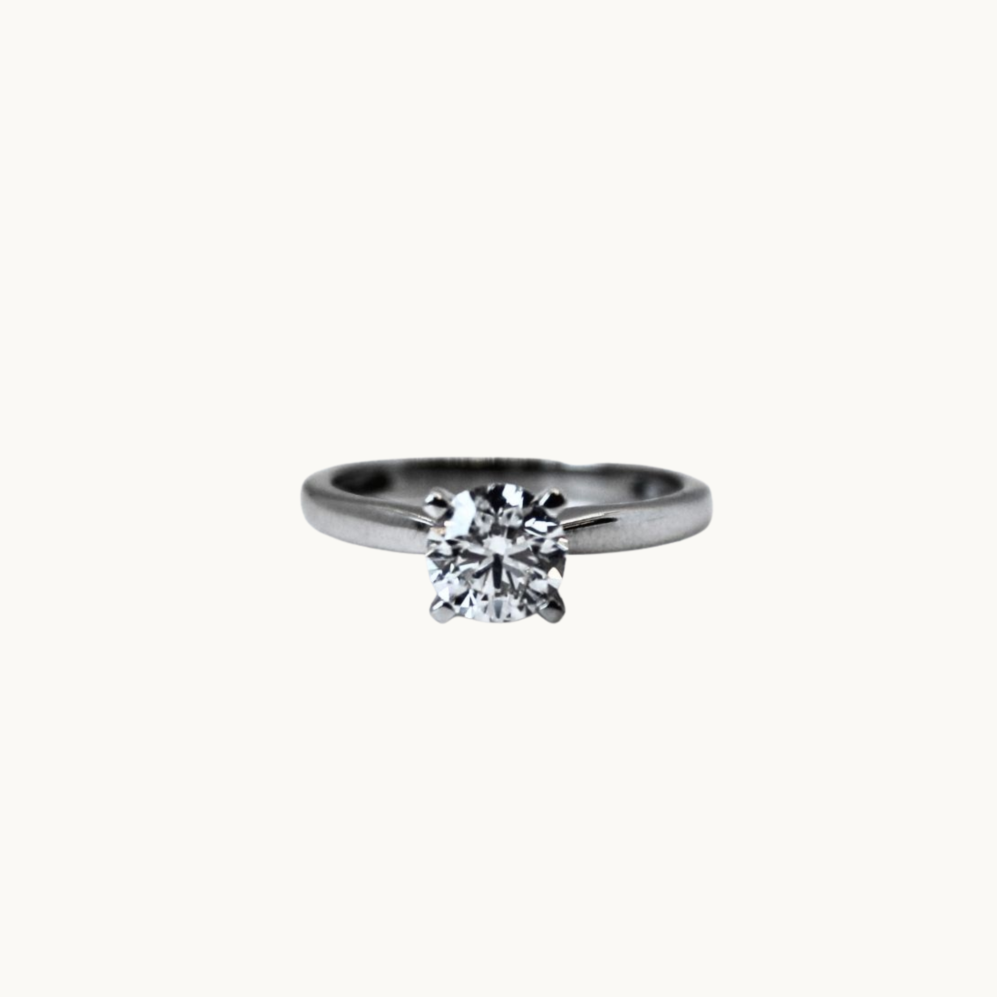 10K White Gold Solitaire Ring with Synthetic Diamond