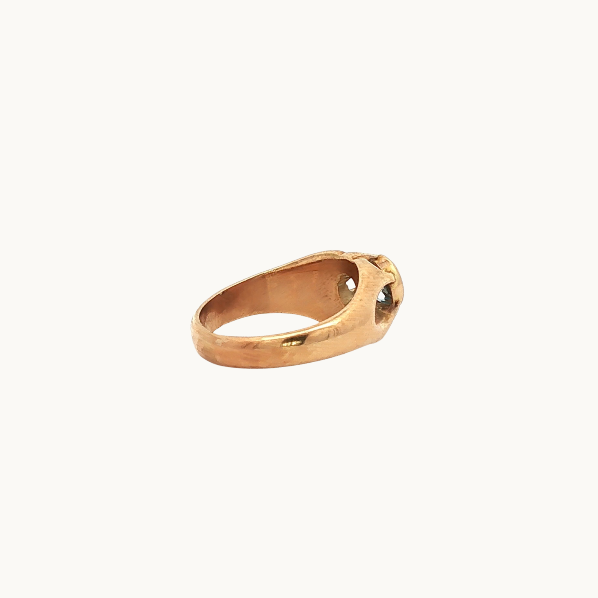 14K yellow gold signet ring with blue topaz