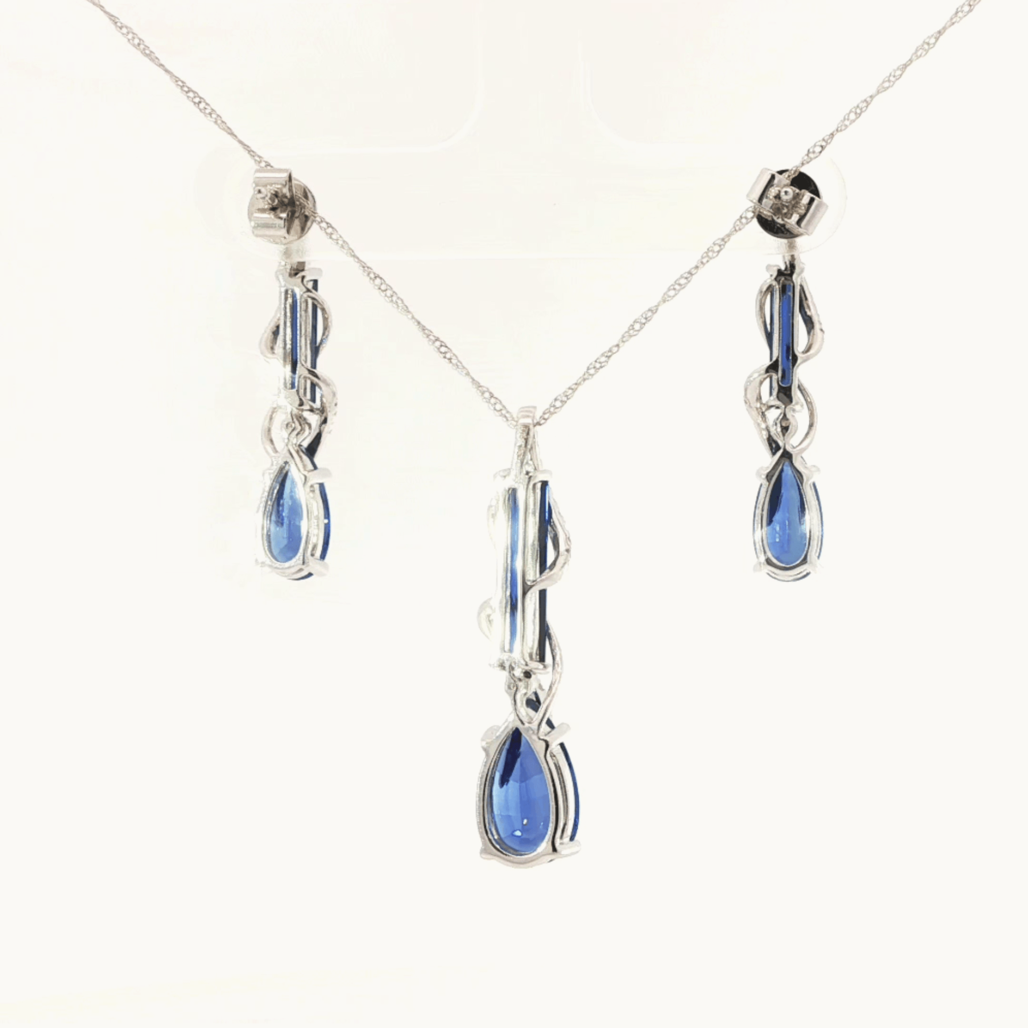 Parure de bijoux Chatham en Or Blanc 14K avec Saphirs et Diamants