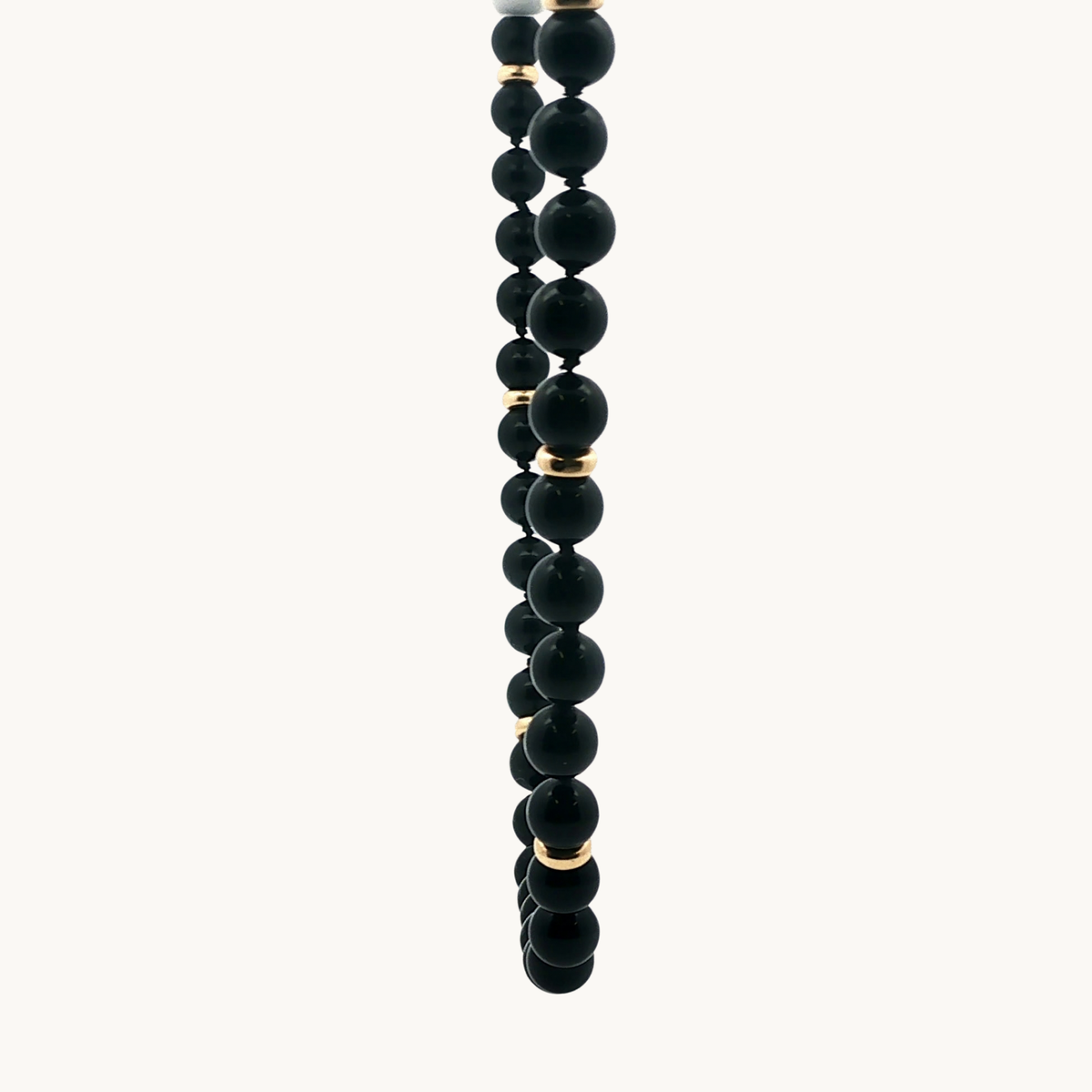 Collier en Billes d'Onyx et Or Jaune 14K