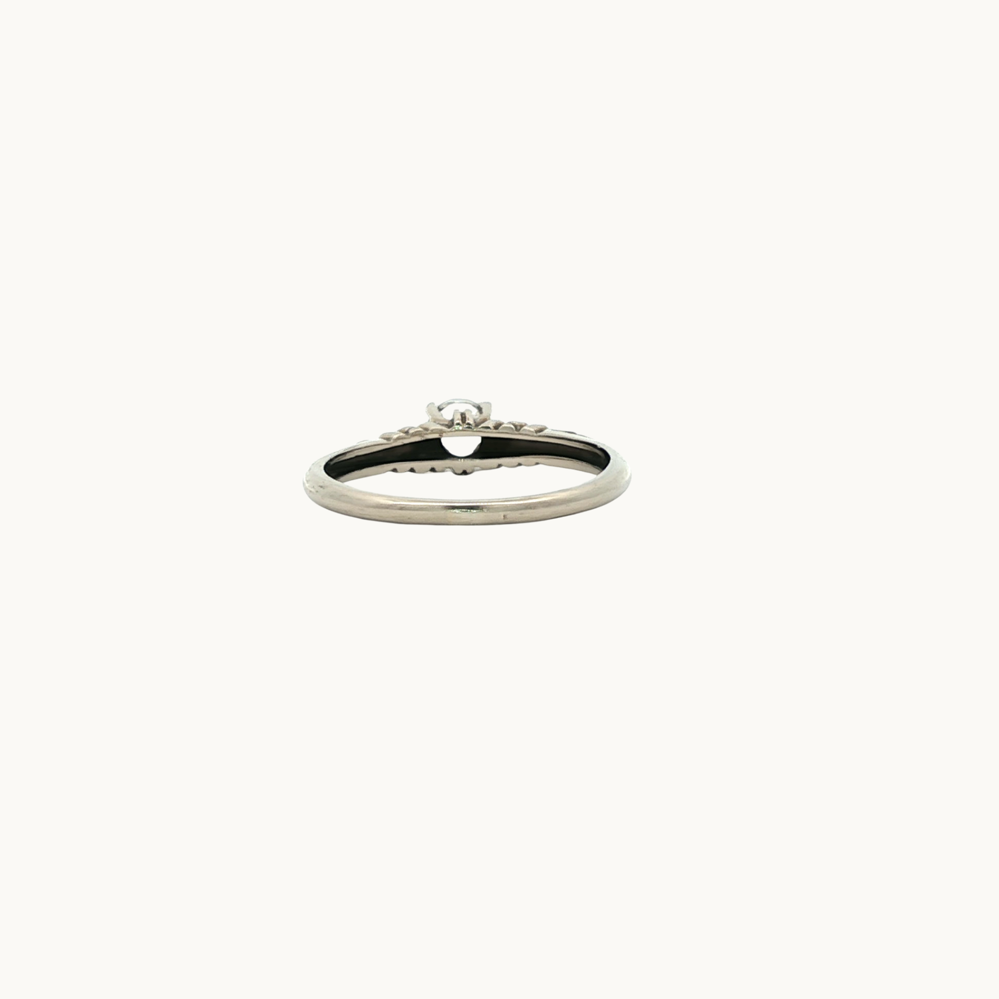 Bague Solitaire Vintage en Or blanc 10K avec Pierres d'imitation