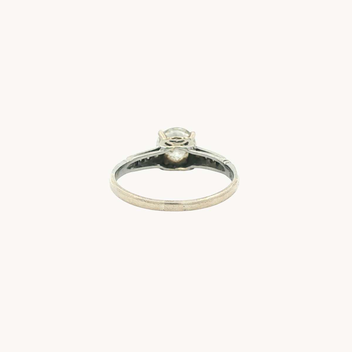 Bague Solitaire en Or Blanc 14K avec Diamants