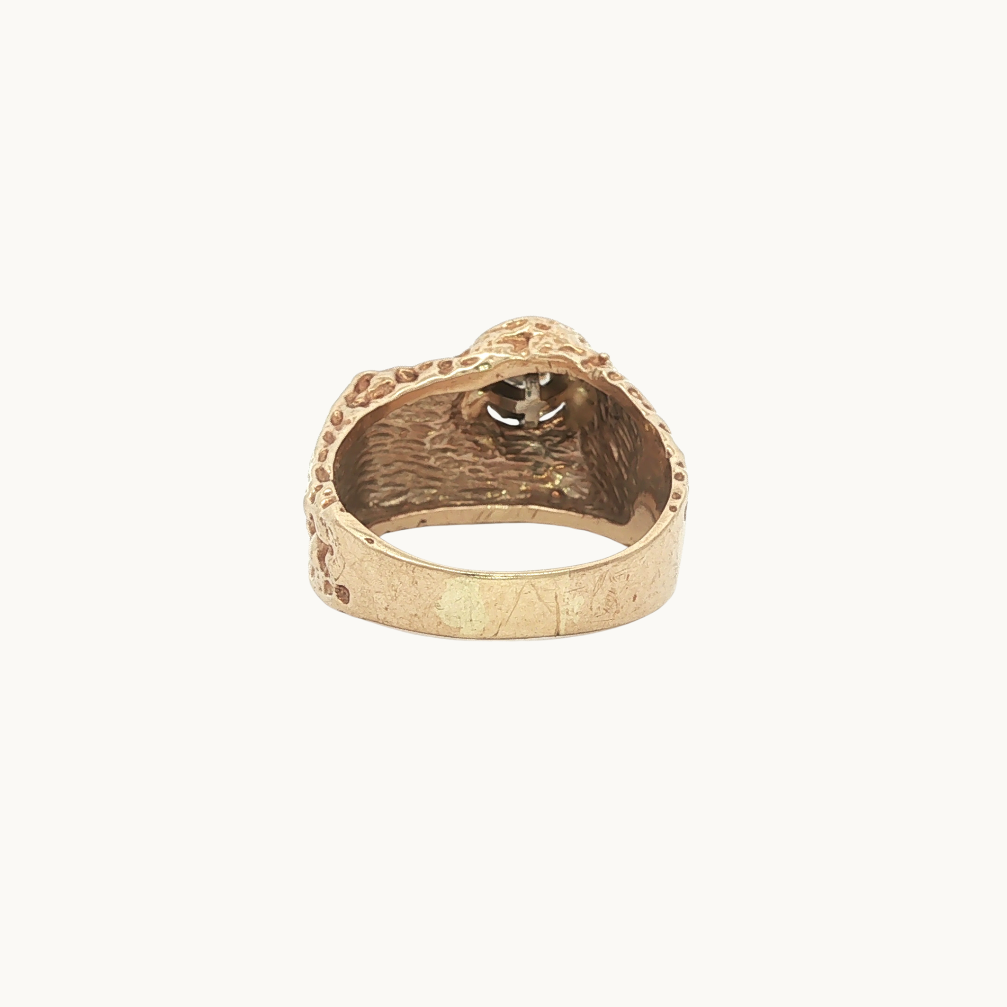 Handmade Signet Ring in 10K Yellow Gold with Diamond