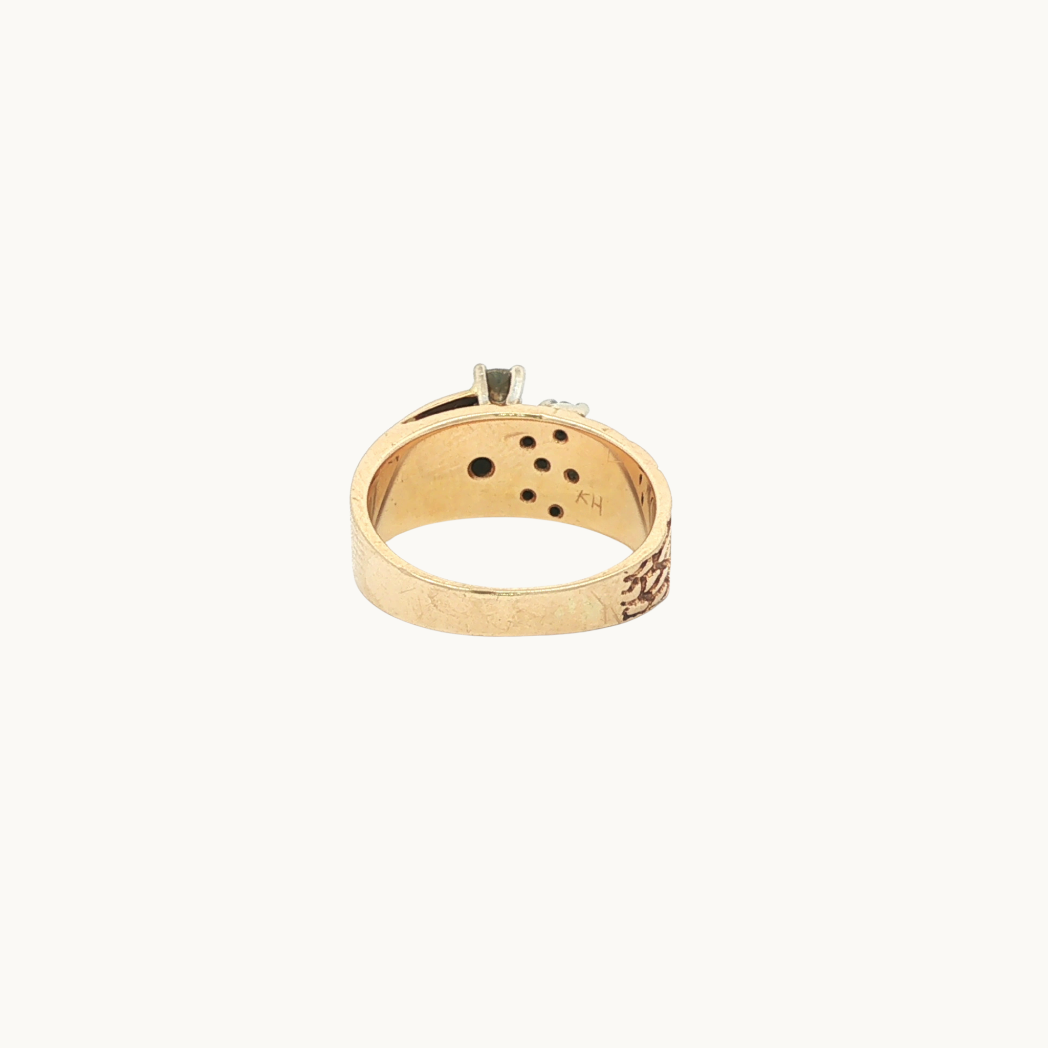 Bague Vintage "BIRKS" en Or Jaune et Blanc 14K avec Diamants