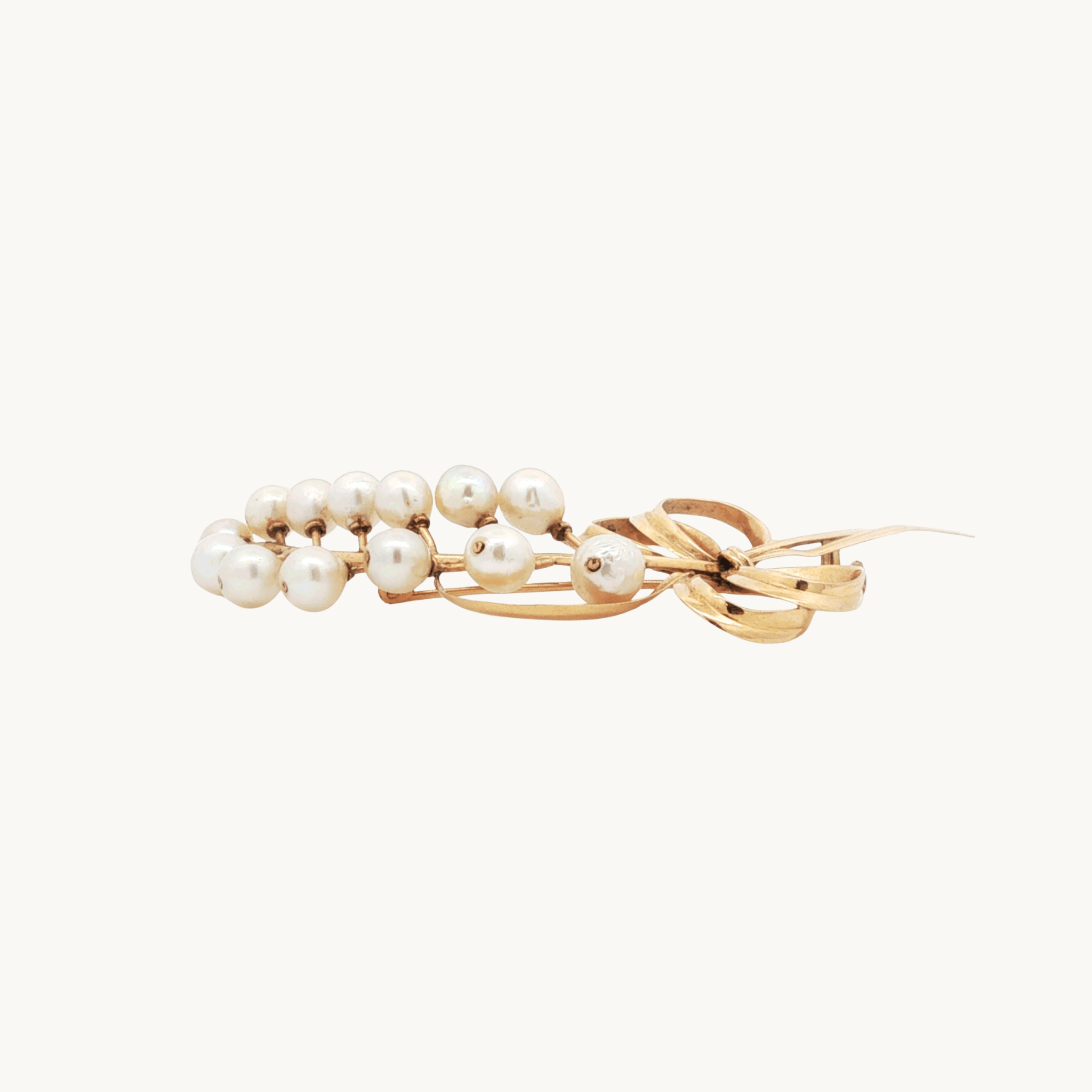 Broche Florale en Or jaune 18K avec Perles d'eau douce