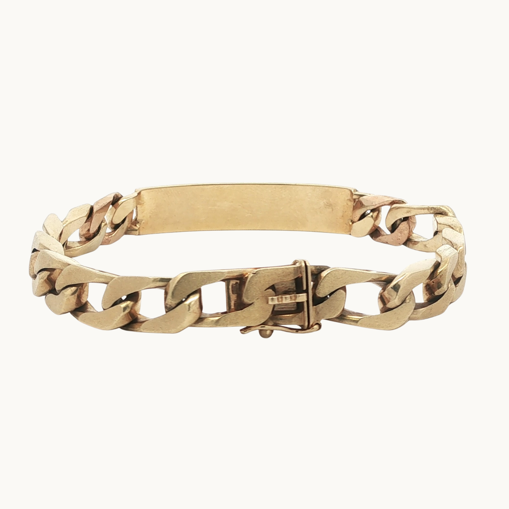 Bracelet Maille Gourmette en Or jaune 14K avec Plaque pour Gravure